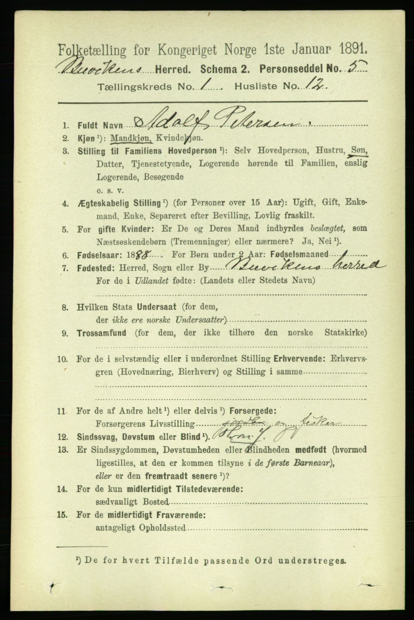 RA, 1891 census for 1656 Buvik, 1891, p. 150