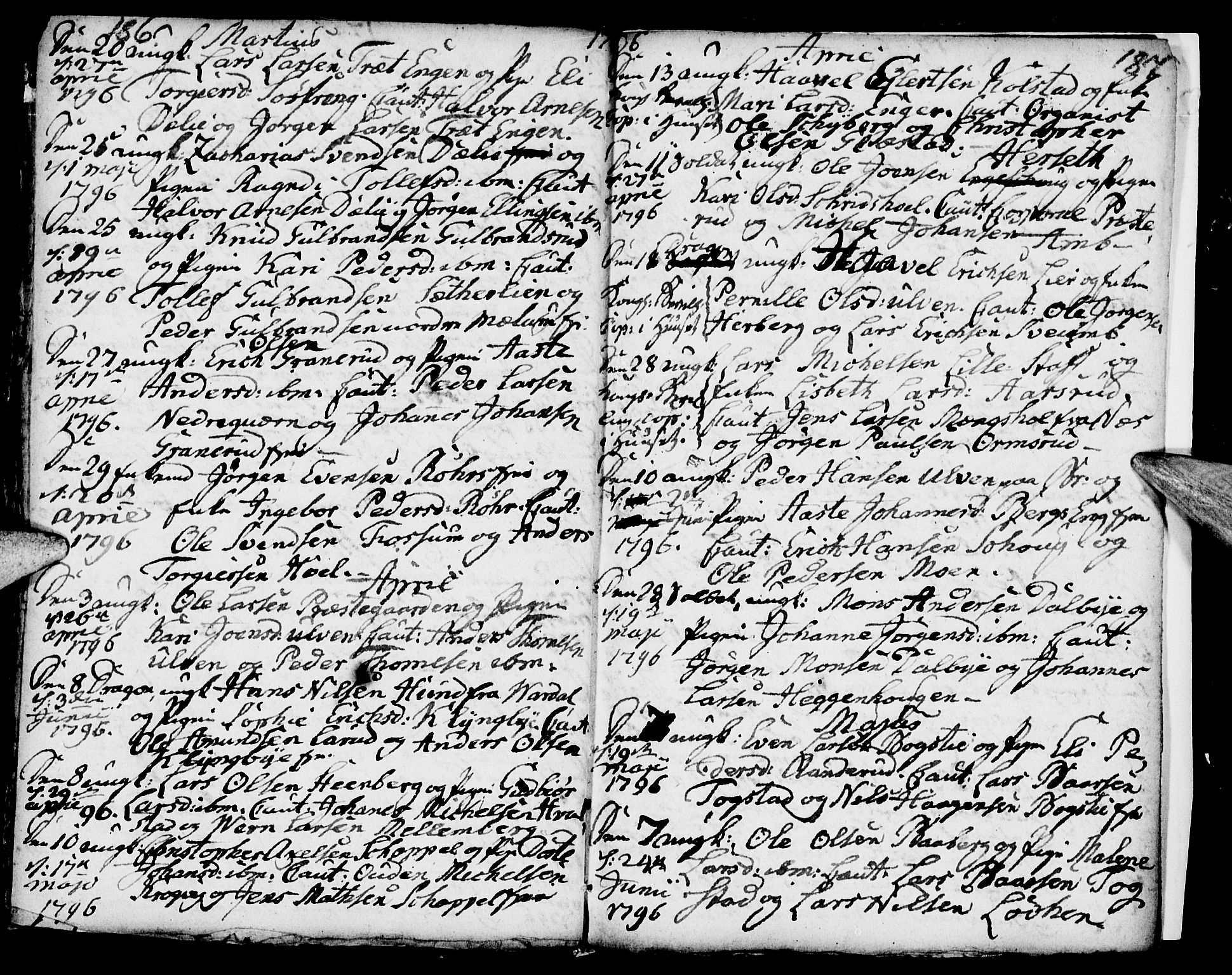 Ringsaker prestekontor, SAH/PREST-014/I/Ia/L0005/0006: Parish register draft no. 1F, 1793-1796, p. 186-187