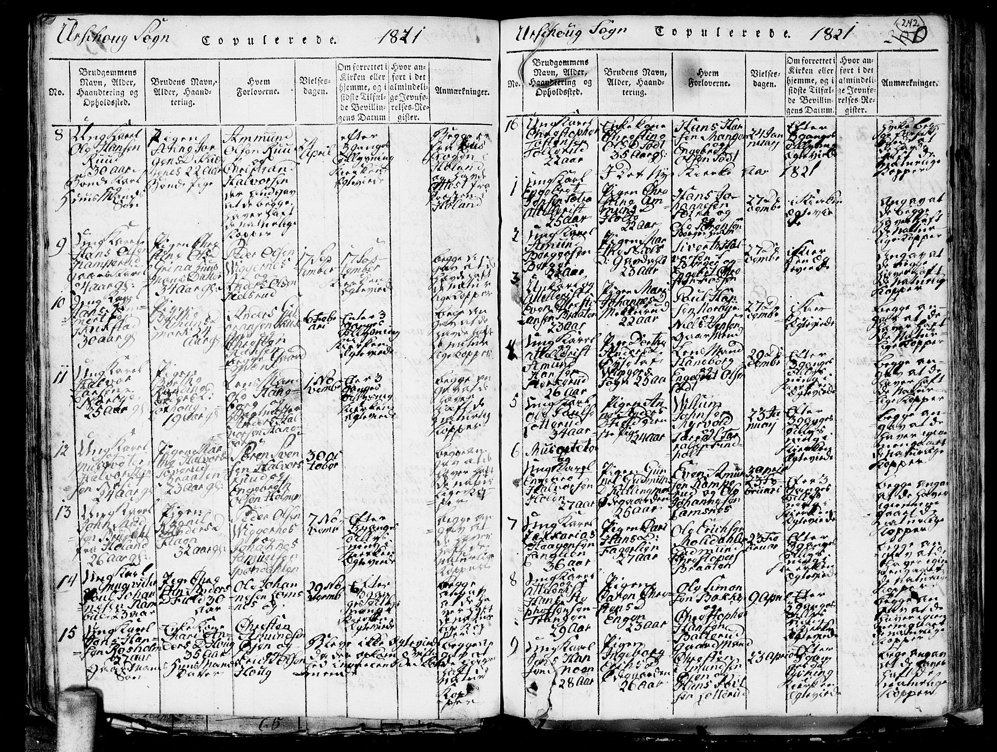 Aurskog prestekontor Kirkebøker, SAO/A-10304a/G/Ga/L0001: Parish register (copy) no. I 1, 1814-1829, p. 242