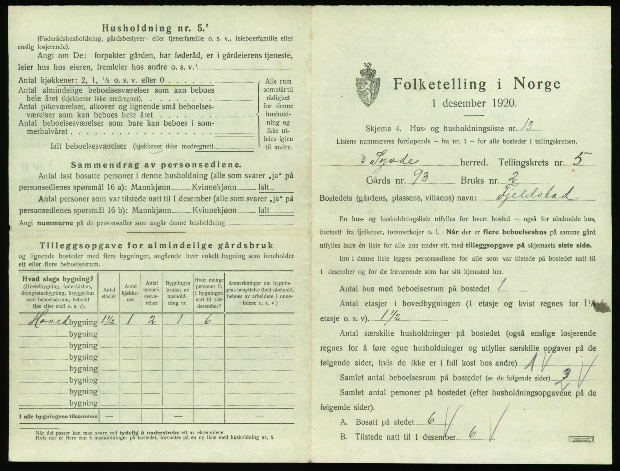 SAT, 1920 census for Syvde, 1920, p. 272