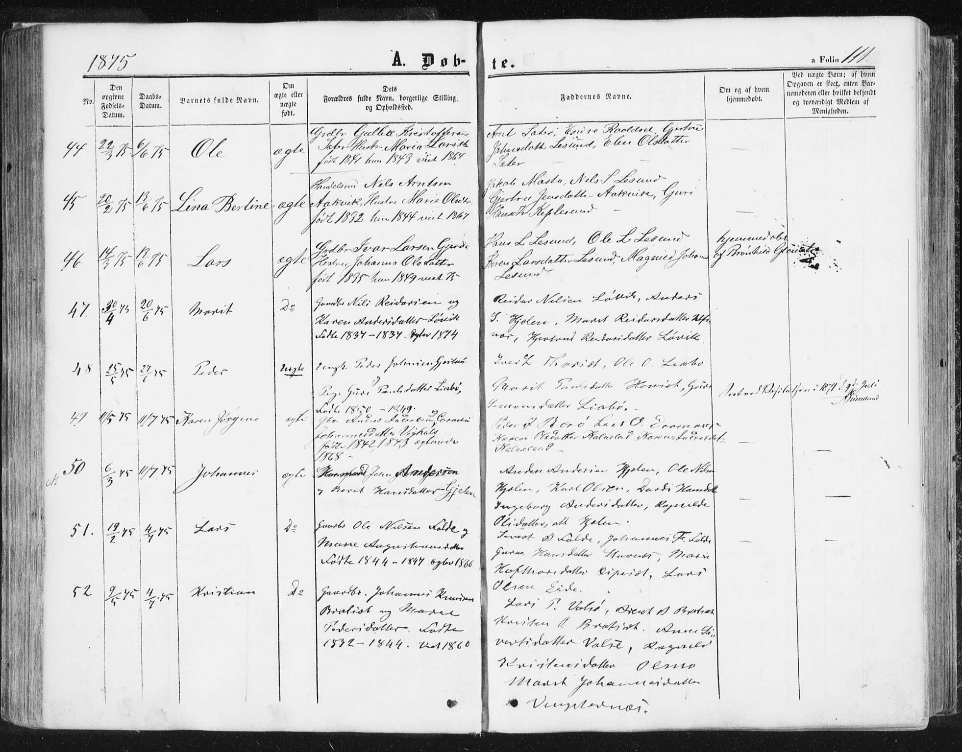 Ministerialprotokoller, klokkerbøker og fødselsregistre - Møre og Romsdal, AV/SAT-A-1454/578/L0905: Parish register (official) no. 578A04, 1859-1877, p. 111