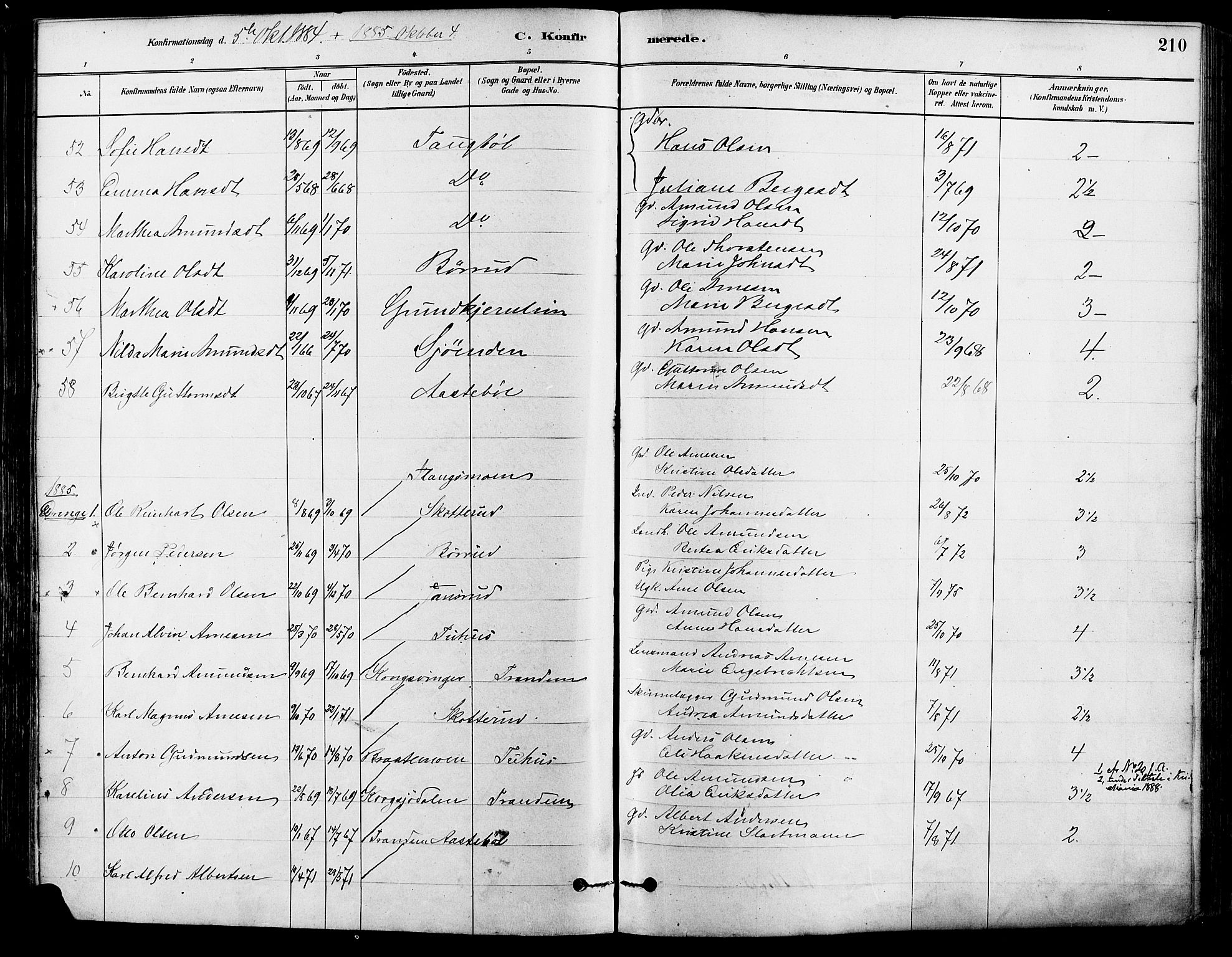 Eidskog prestekontor, SAH/PREST-026/H/Ha/Haa/L0003: Parish register (official) no. 3, 1879-1892, p. 210