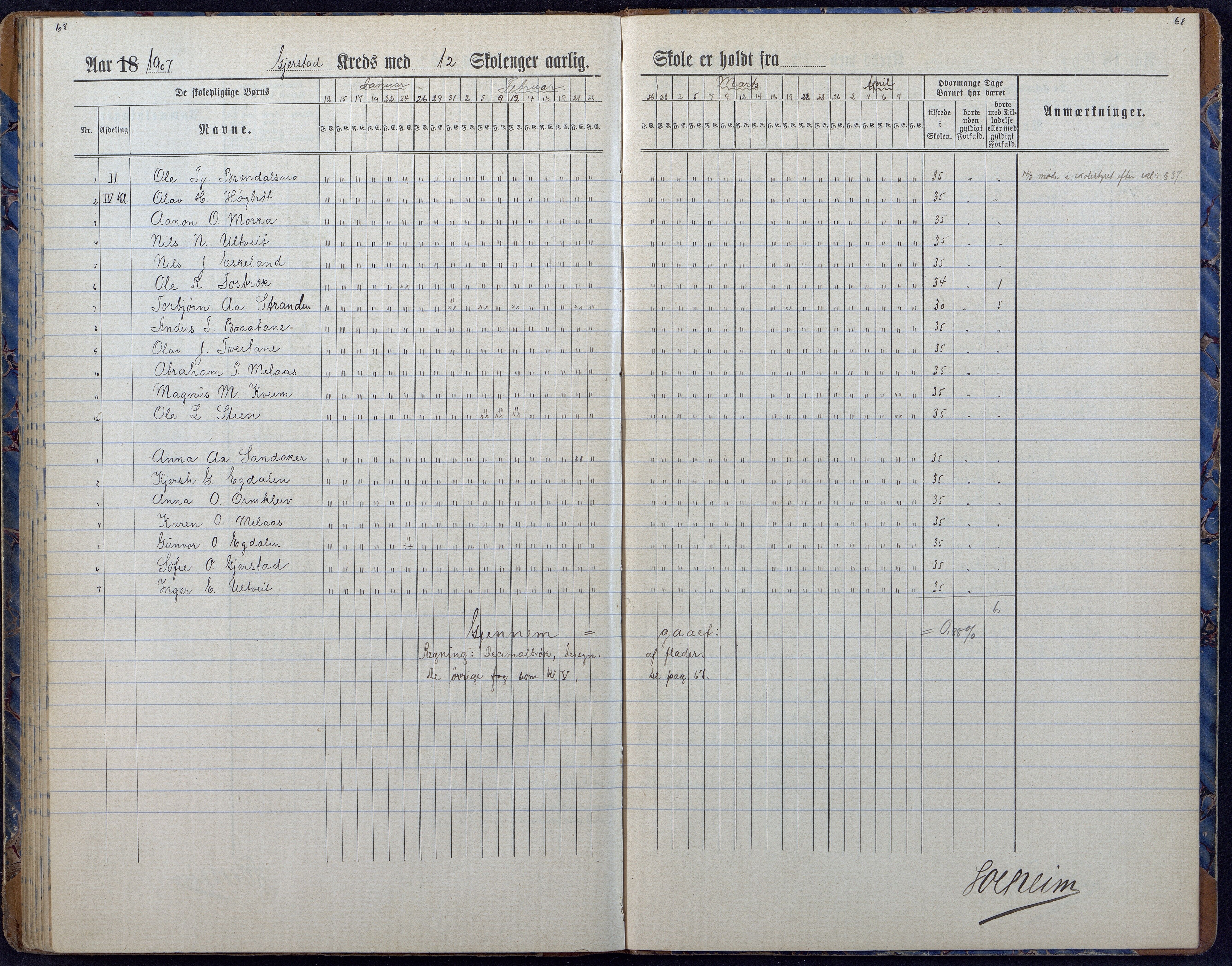 Gjerstad Kommune, Gjerstad Skole, AAKS/KA0911-550a/F01/L0008: Dagbok, 1892-1908, p. 70