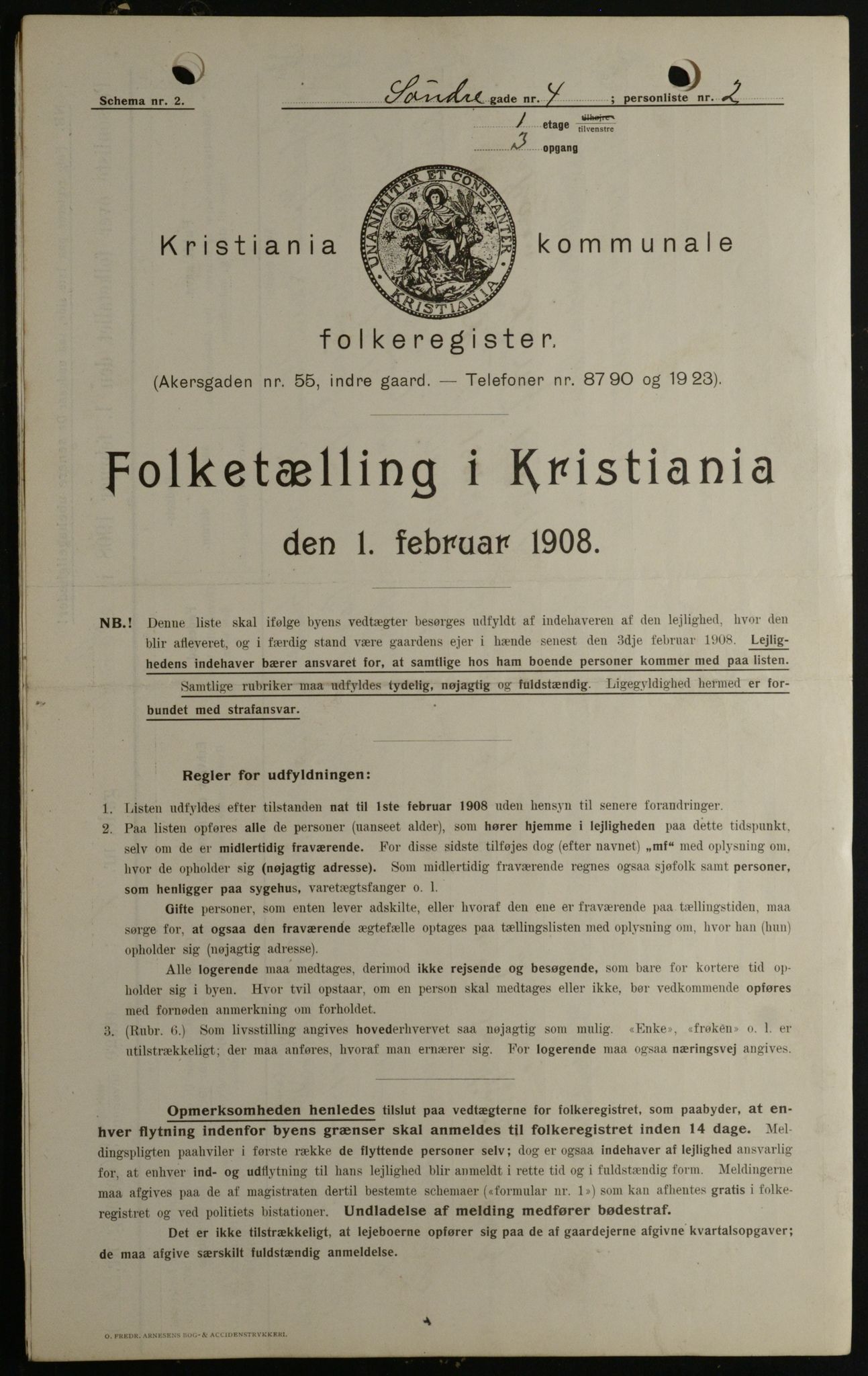 OBA, Municipal Census 1908 for Kristiania, 1908, p. 95583