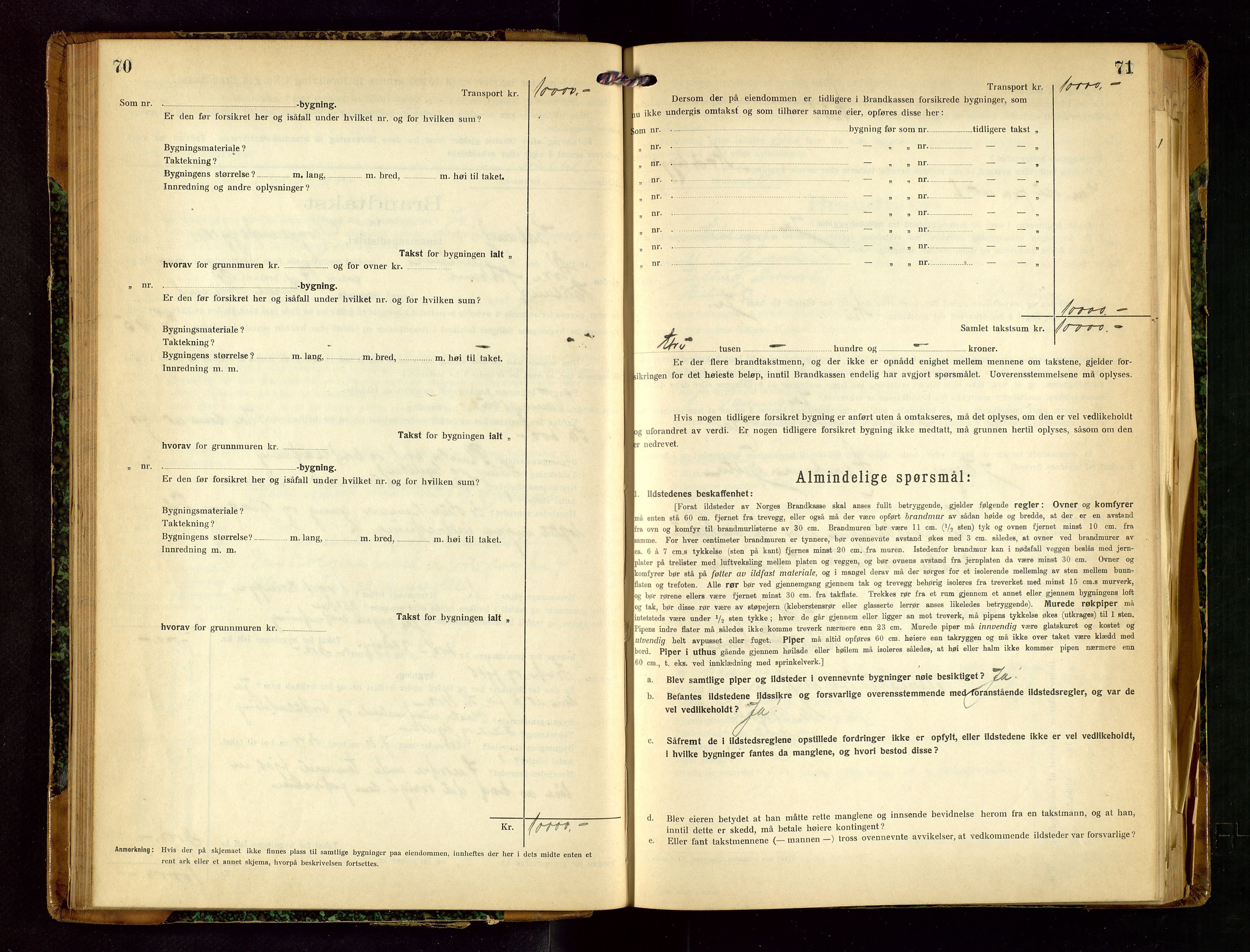Håland lensmannskontor, SAST/A-100100/Gob/L0007: Branntakstprotokoll - skjematakst. Register i boken., 1920-1925, p. 70-71