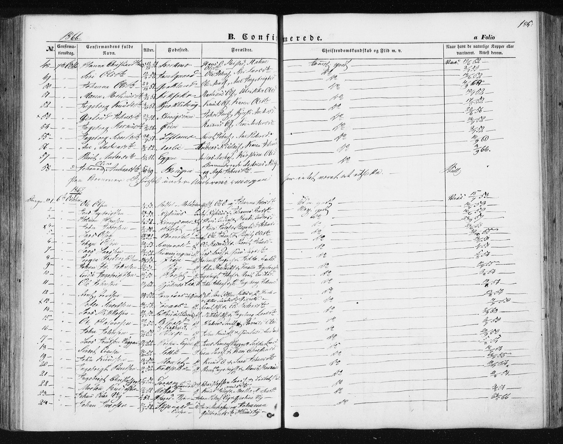 Ministerialprotokoller, klokkerbøker og fødselsregistre - Sør-Trøndelag, SAT/A-1456/668/L0806: Parish register (official) no. 668A06, 1854-1869, p. 185