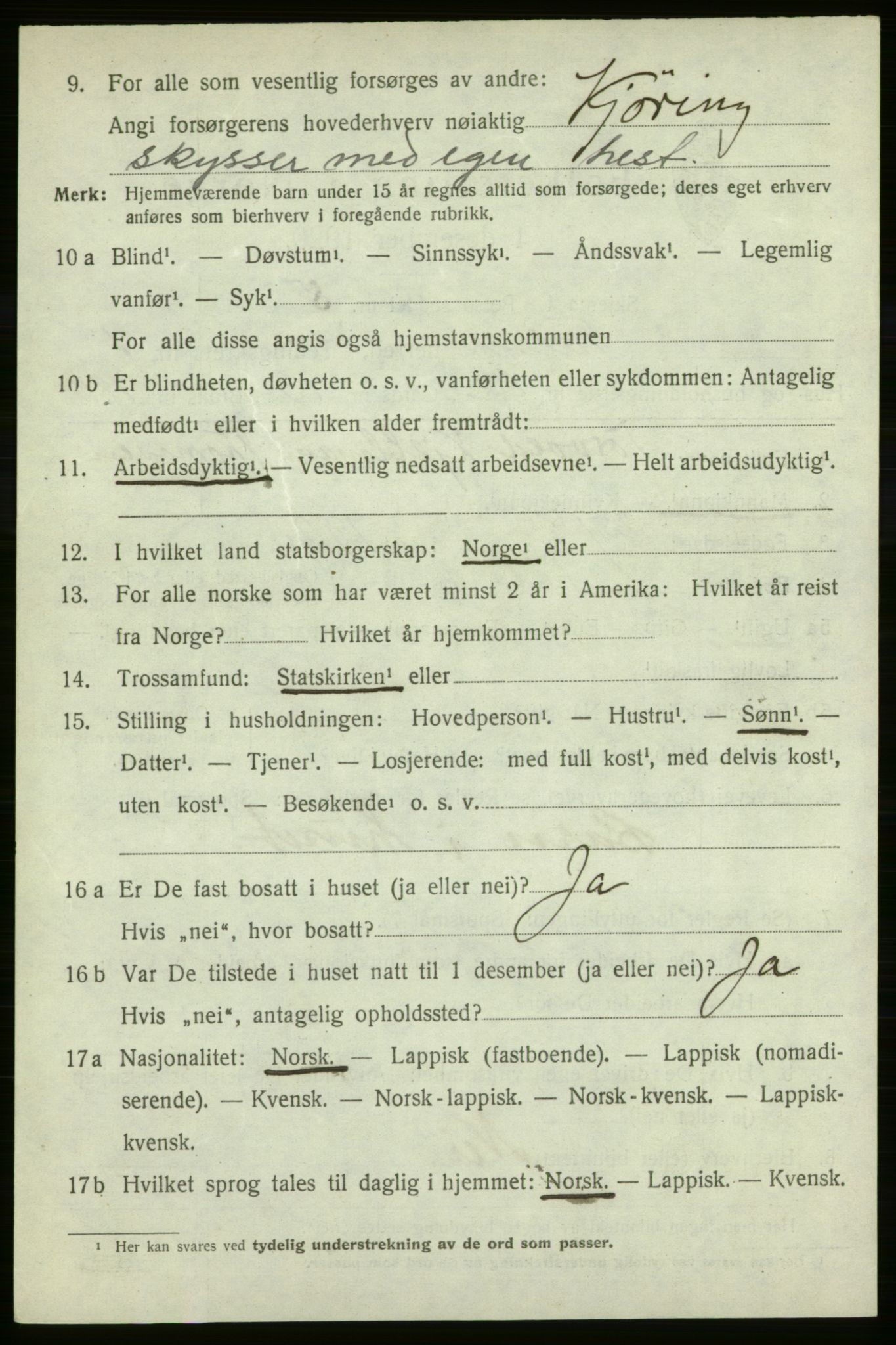 SATØ, 1920 census for Talvik, 1920, p. 3303