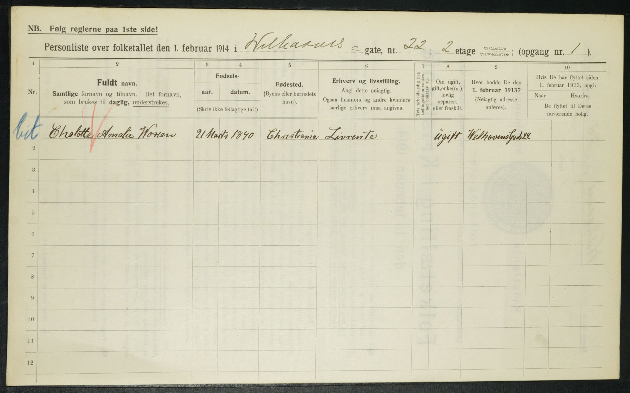 OBA, Municipal Census 1914 for Kristiania, 1914, p. 128763