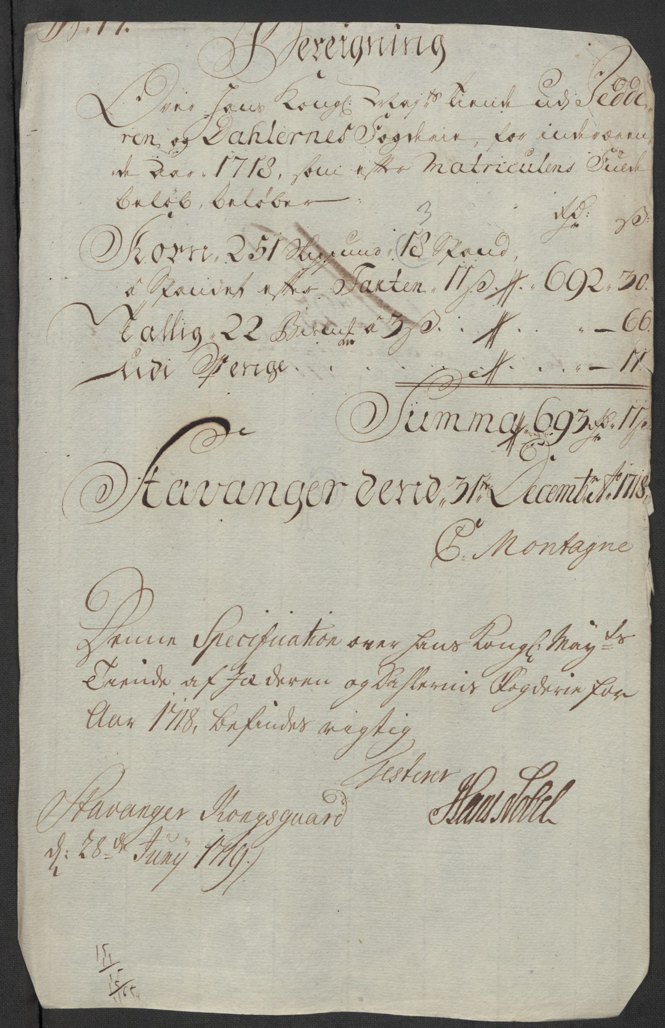 Rentekammeret inntil 1814, Reviderte regnskaper, Fogderegnskap, RA/EA-4092/R46/L2743: Fogderegnskap Jæren og Dalane, 1718, p. 114