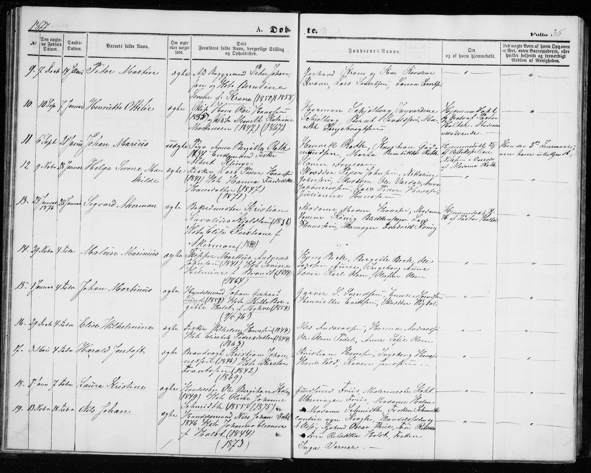 Tromsø sokneprestkontor/stiftsprosti/domprosti, AV/SATØ-S-1343/G/Gb/L0008klokker: Parish register (copy) no. 8, 1875-1879, p. 36