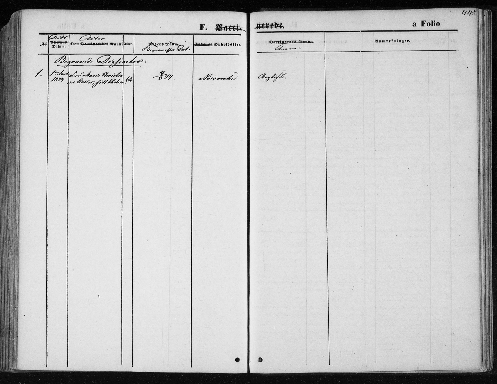 Ministerialprotokoller, klokkerbøker og fødselsregistre - Nord-Trøndelag, SAT/A-1458/717/L0157: Parish register (official) no. 717A08 /1, 1863-1877, p. 448