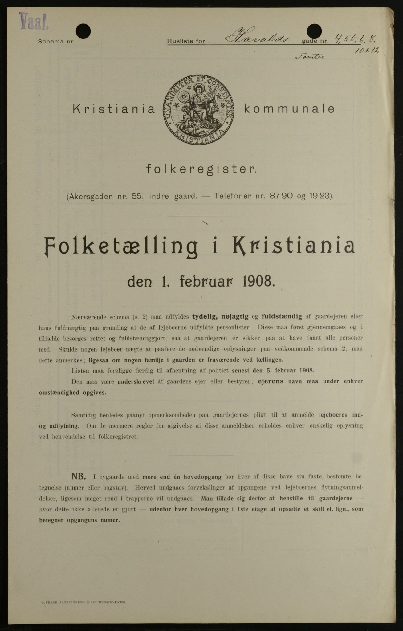 OBA, Municipal Census 1908 for Kristiania, 1908, p. 31594