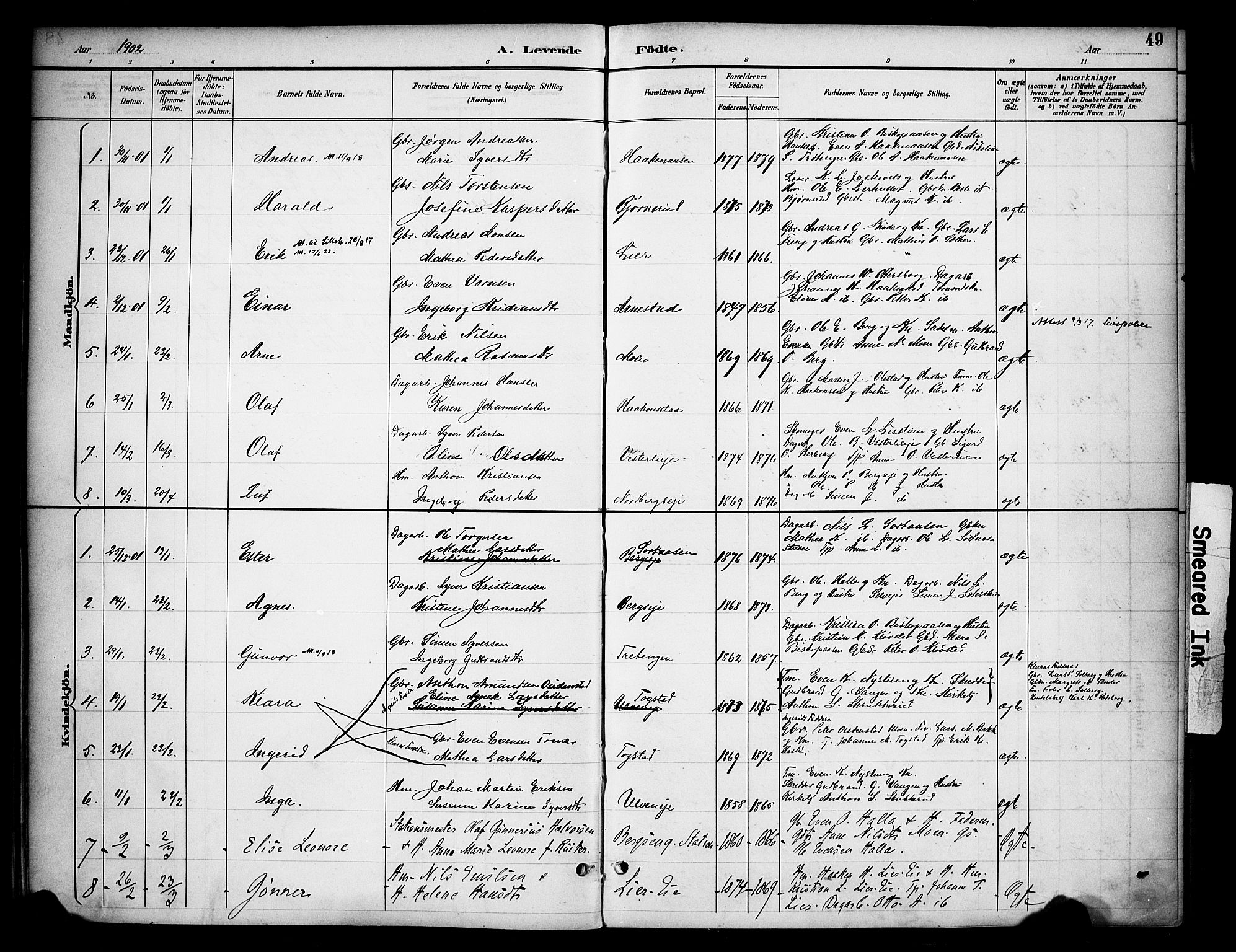 Ringsaker prestekontor, AV/SAH-PREST-014/K/Ka/L0015: Parish register (official) no. 15, 1891-1904, p. 49