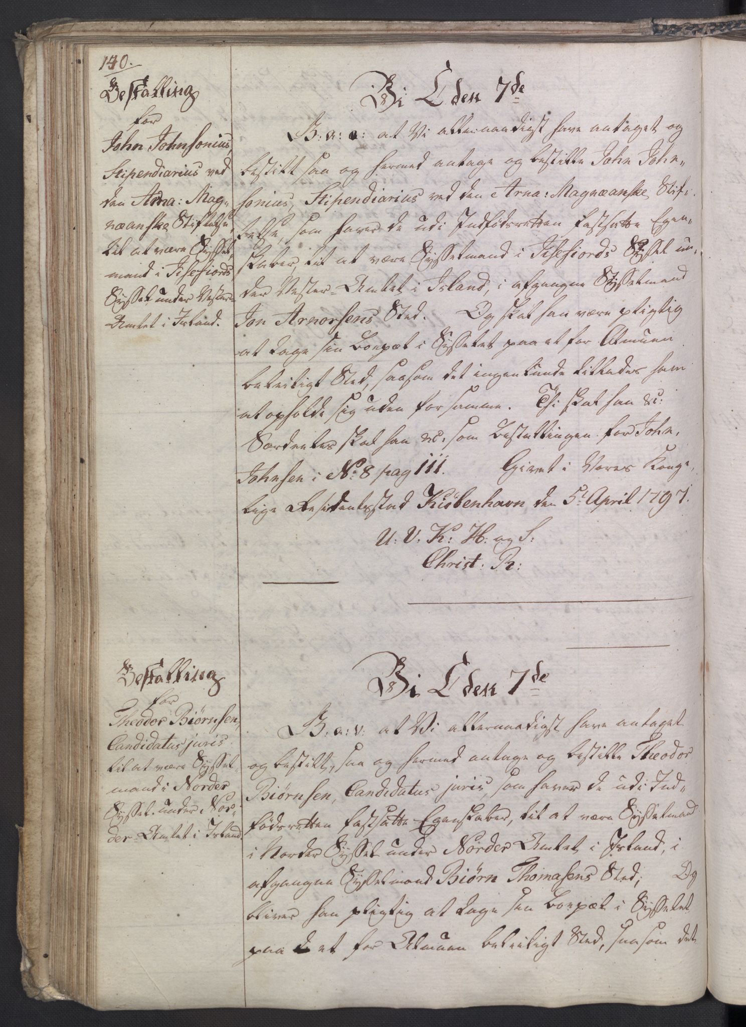 Rentekammeret, Kammerkanselliet, RA/EA-3111/G/Gg/Gge/L0006: Norsk bestallingsprotokoll med register (merket RK 53.30), 1773-1814, p. 140