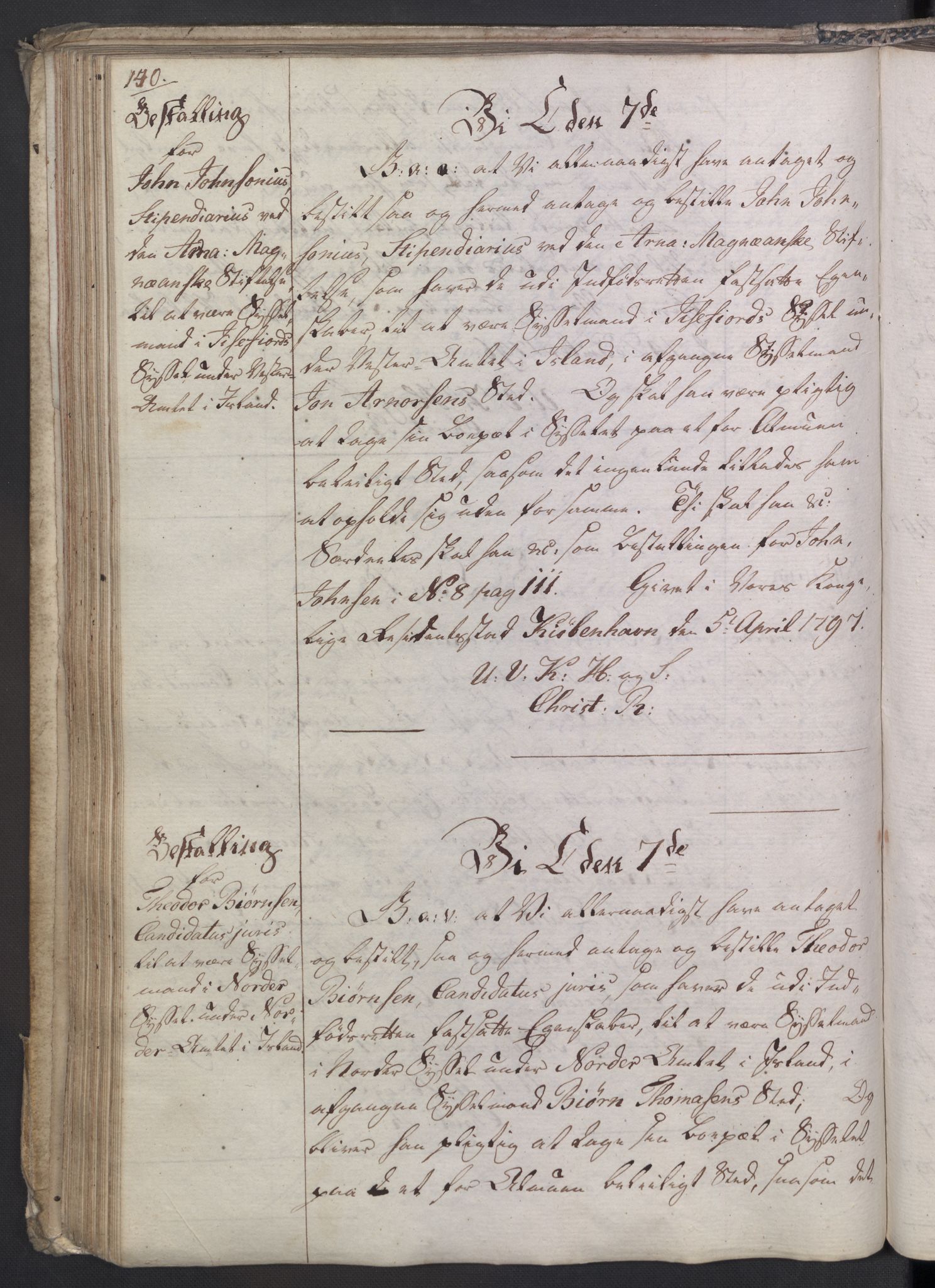 Rentekammeret, Kammerkanselliet, AV/RA-EA-3111/G/Gg/Gge/L0006: Norsk bestallingsprotokoll med register (merket RK 53.30), 1773-1814, p. 140