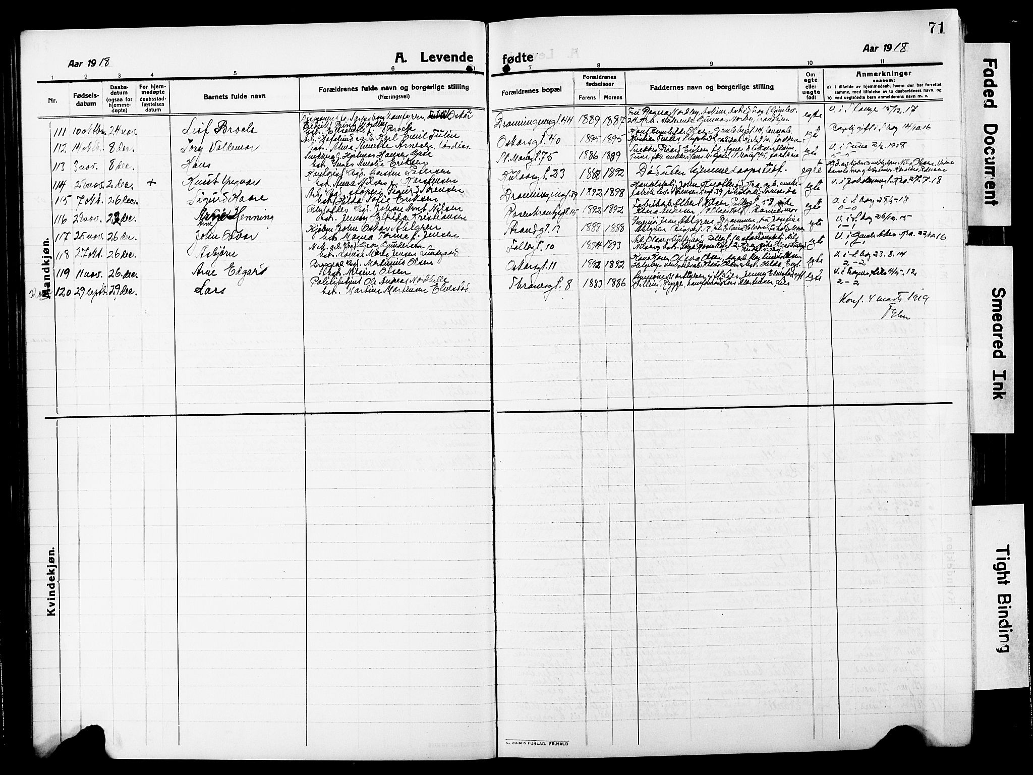 Sarpsborg prestekontor Kirkebøker, AV/SAO-A-2006/G/Ga/L0002: Parish register (copy) no. 2, 1912-1931, p. 71