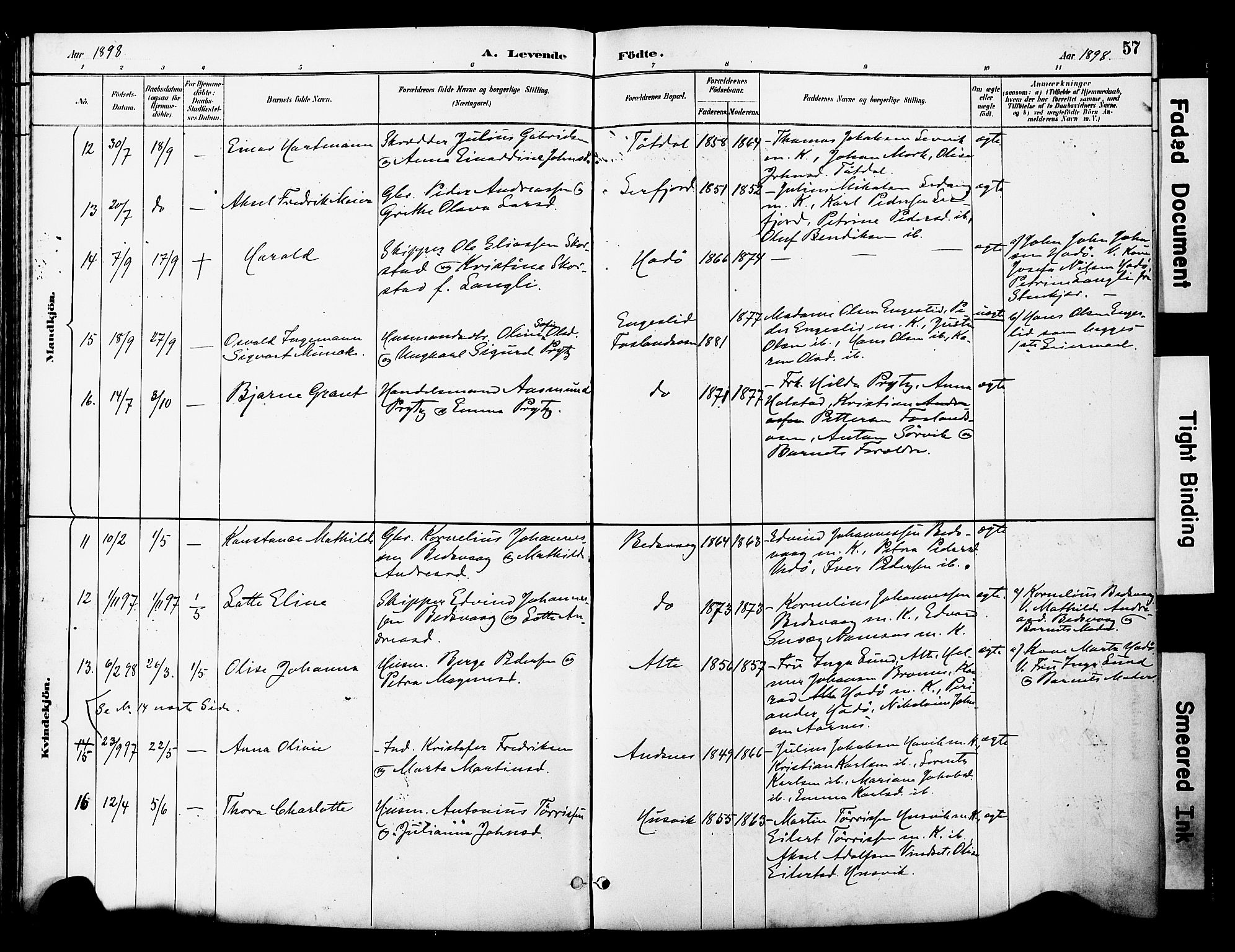 Ministerialprotokoller, klokkerbøker og fødselsregistre - Nord-Trøndelag, AV/SAT-A-1458/774/L0628: Parish register (official) no. 774A02, 1887-1903, p. 57