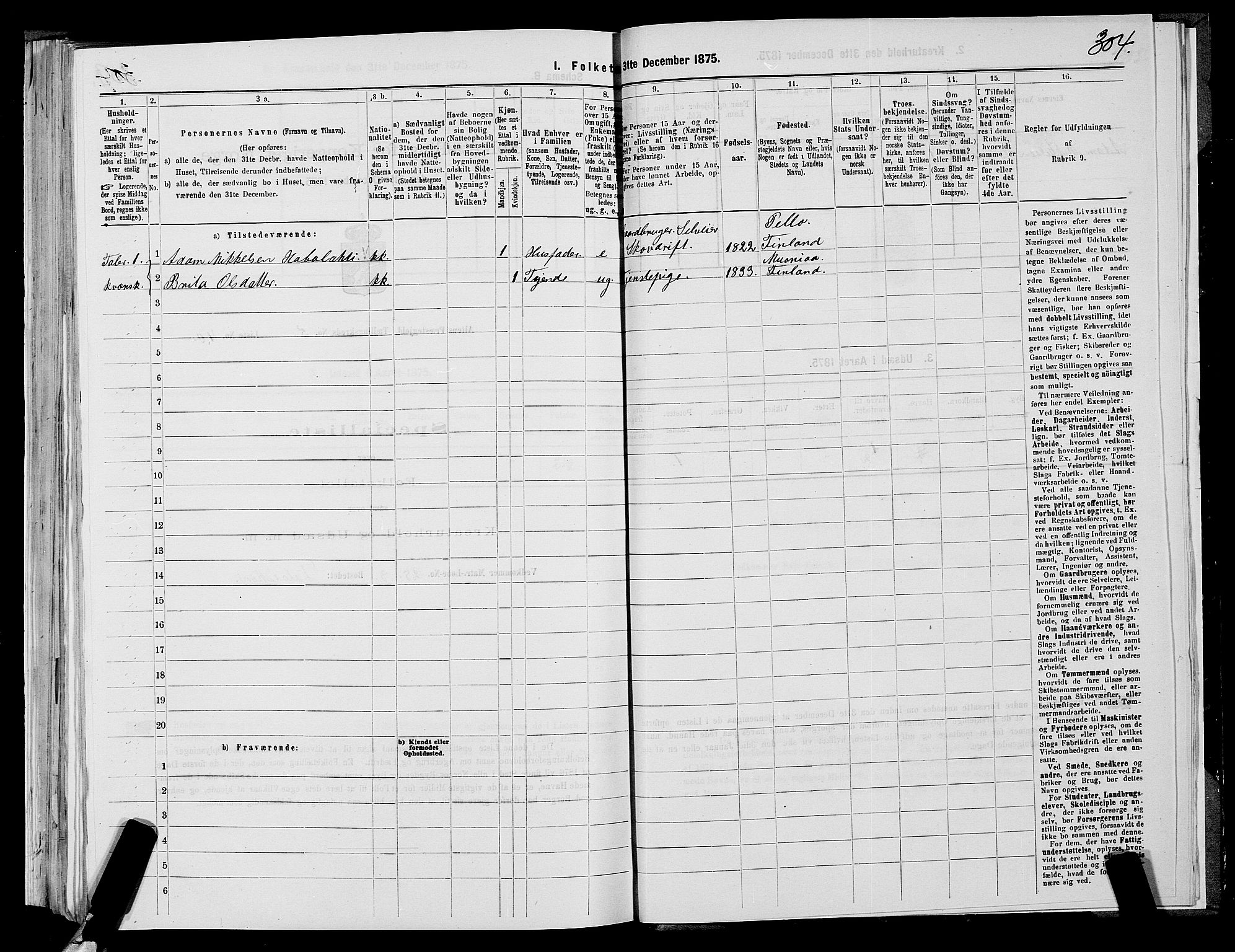 SATØ, 1875 census for 2012P Alta, 1875, p. 2304