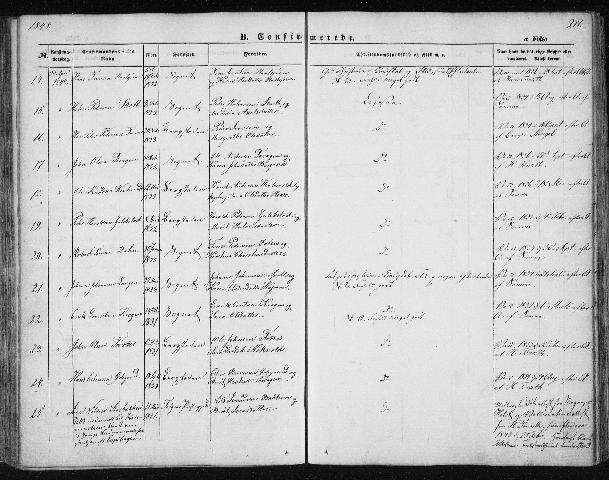 Ministerialprotokoller, klokkerbøker og fødselsregistre - Sør-Trøndelag, SAT/A-1456/681/L0931: Parish register (official) no. 681A09, 1845-1859, p. 211