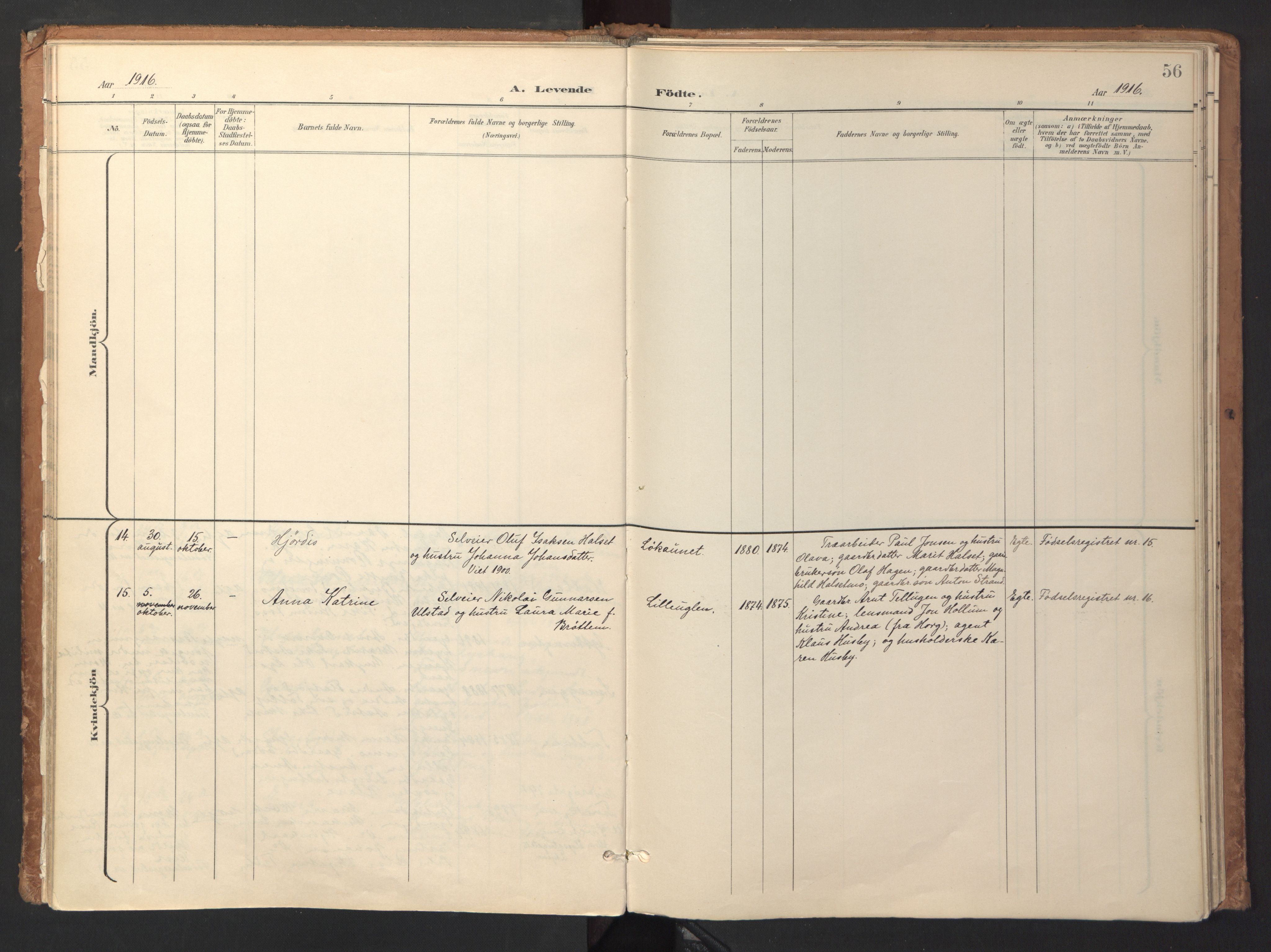 Ministerialprotokoller, klokkerbøker og fødselsregistre - Sør-Trøndelag, SAT/A-1456/618/L0448: Parish register (official) no. 618A11, 1898-1916, p. 56