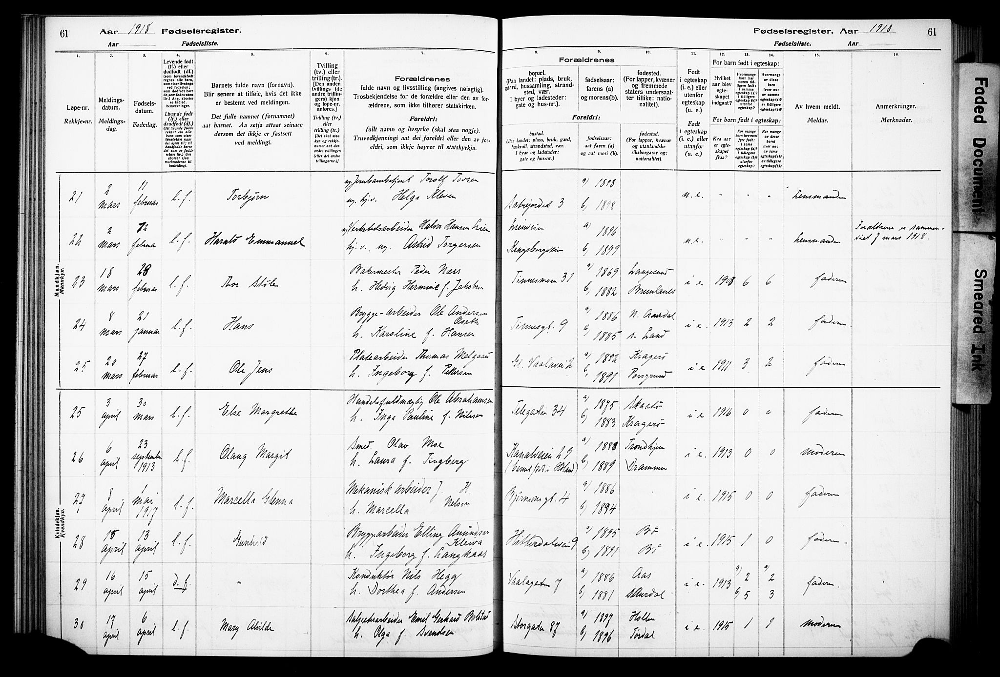 Notodden kirkebøker, SAKO/A-290/J/Ja/L0001: Birth register no. 1, 1916-1924, p. 61