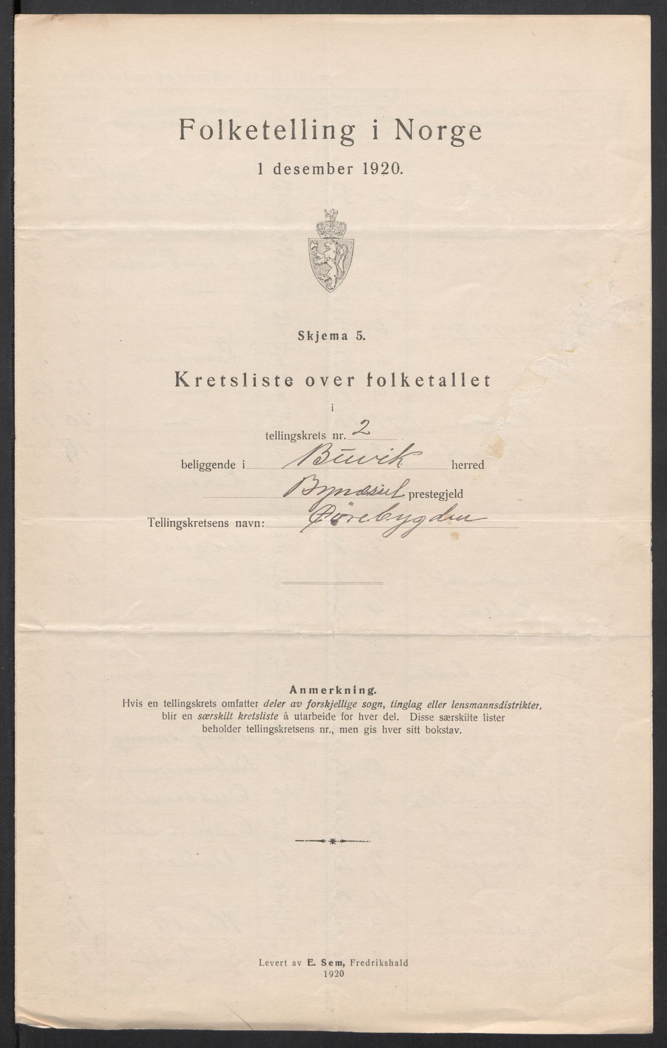 SAT, 1920 census for Buvik, 1920, p. 9