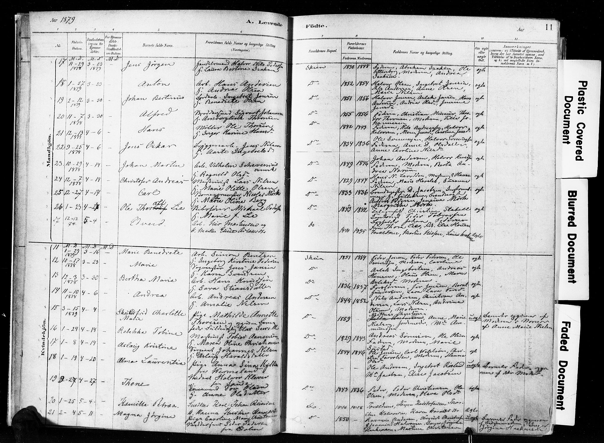 Skien kirkebøker, AV/SAKO-A-302/F/Fa/L0009: Parish register (official) no. 9, 1878-1890, p. 11