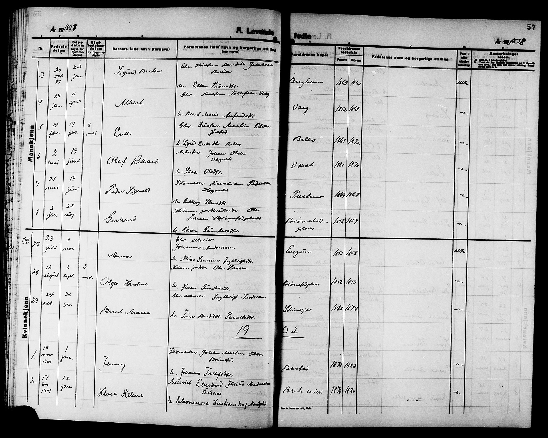 Ministerialprotokoller, klokkerbøker og fødselsregistre - Nord-Trøndelag, SAT/A-1458/749/L0487: Parish register (official) no. 749D03, 1887-1902, p. 57