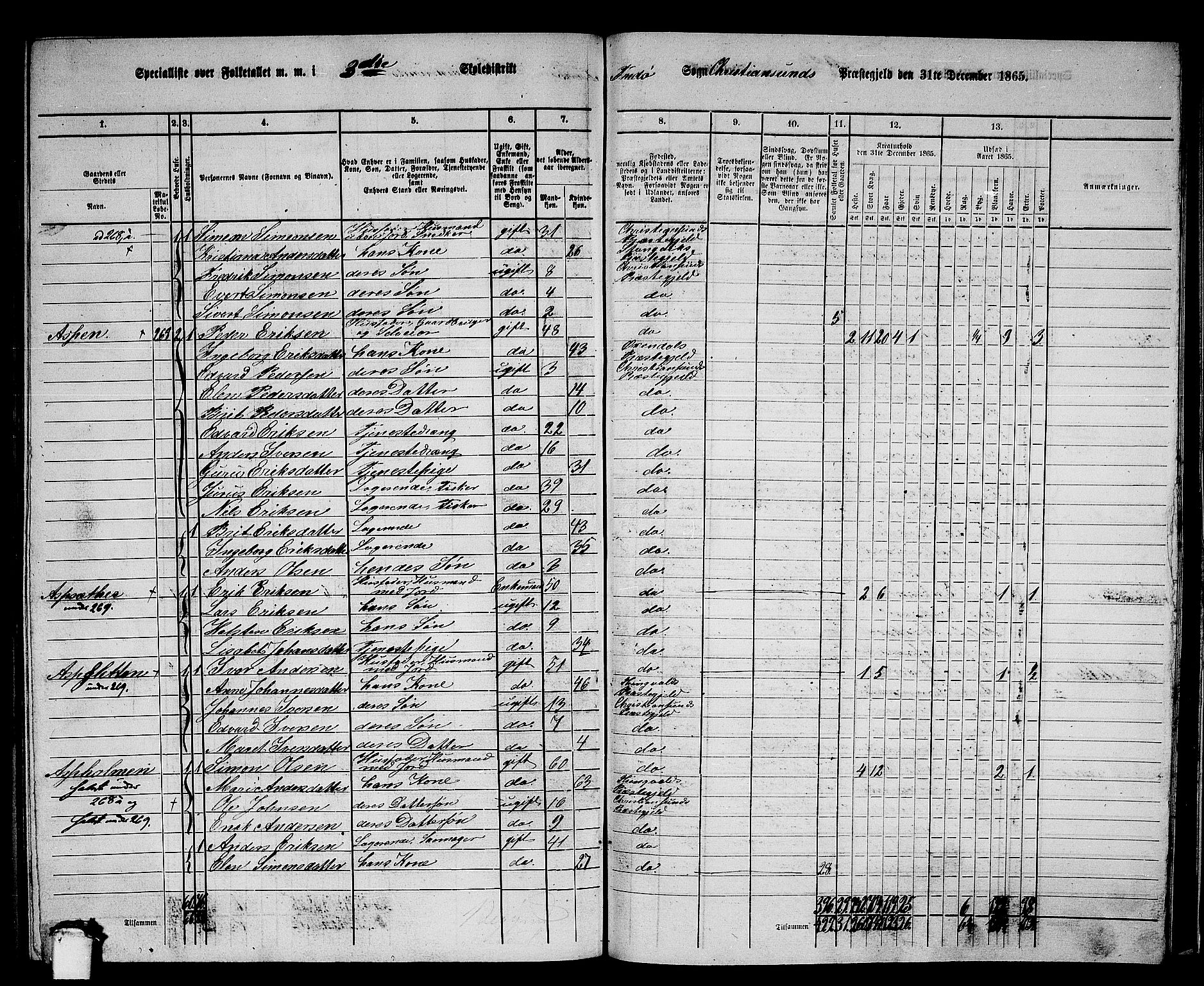 RA, 1865 census for Kristiansund/Frei og Grip, 1865, p. 52