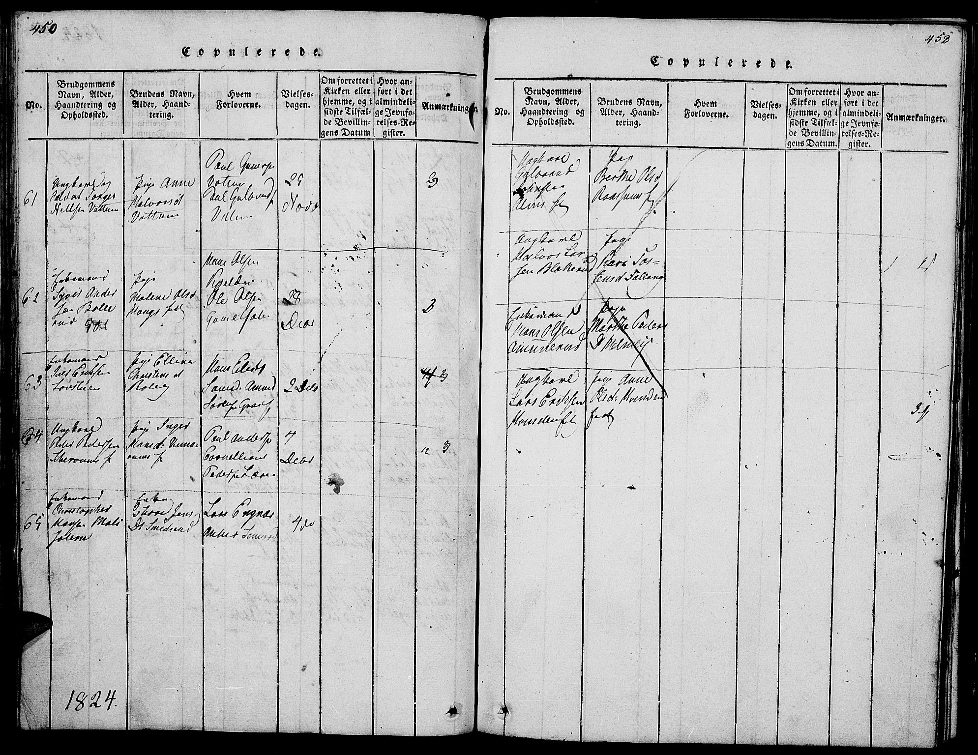 Gran prestekontor, AV/SAH-PREST-112/H/Ha/Hab/L0001: Parish register (copy) no. 1, 1815-1824, p. 450-451