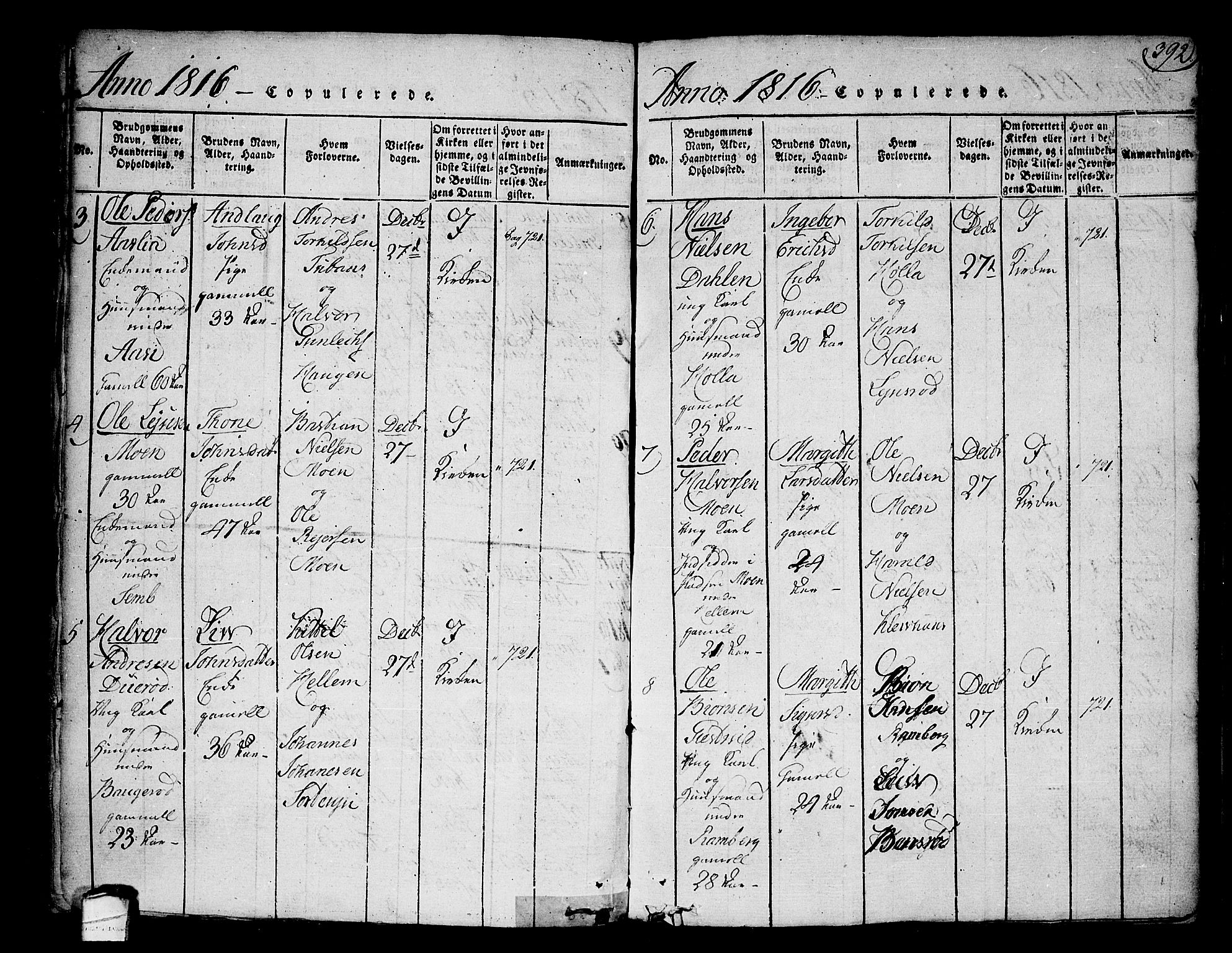 Heddal kirkebøker, AV/SAKO-A-268/F/Fa/L0005: Parish register (official) no. I 5, 1814-1837, p. 391-392