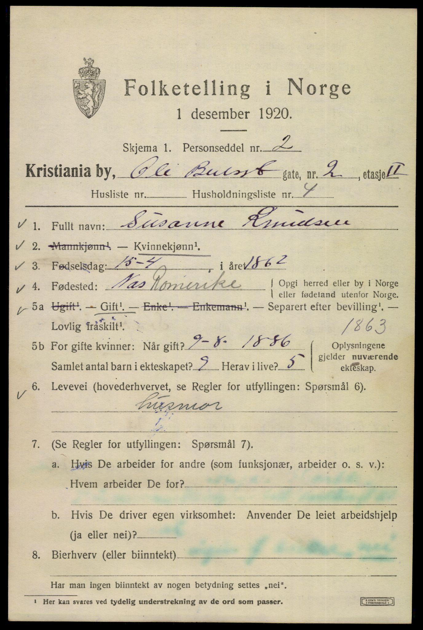 SAO, 1920 census for Kristiania, 1920, p. 432911
