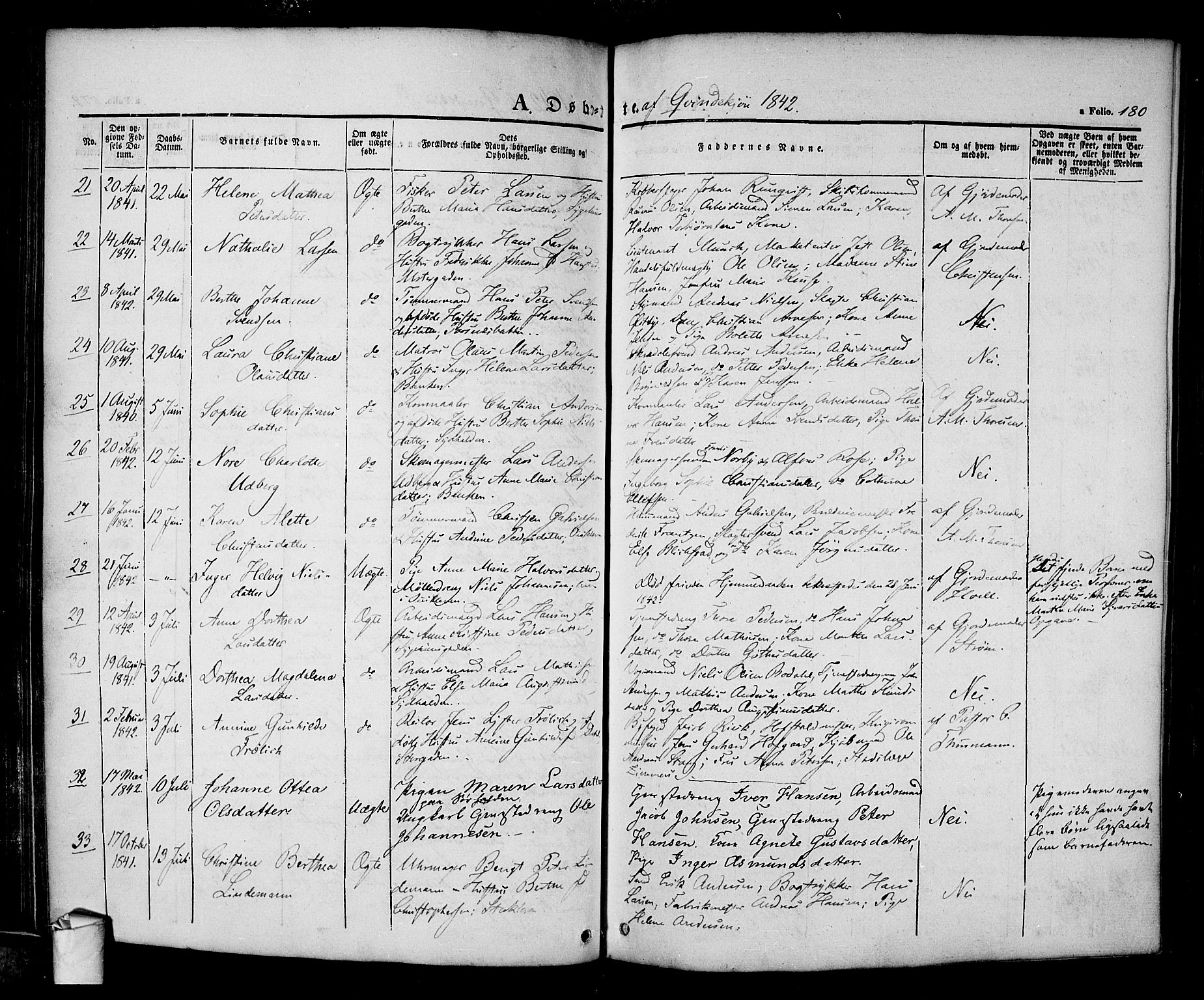 Halden prestekontor Kirkebøker, SAO/A-10909/F/Fa/L0005: Parish register (official) no. I 5, 1834-1845, p. 180