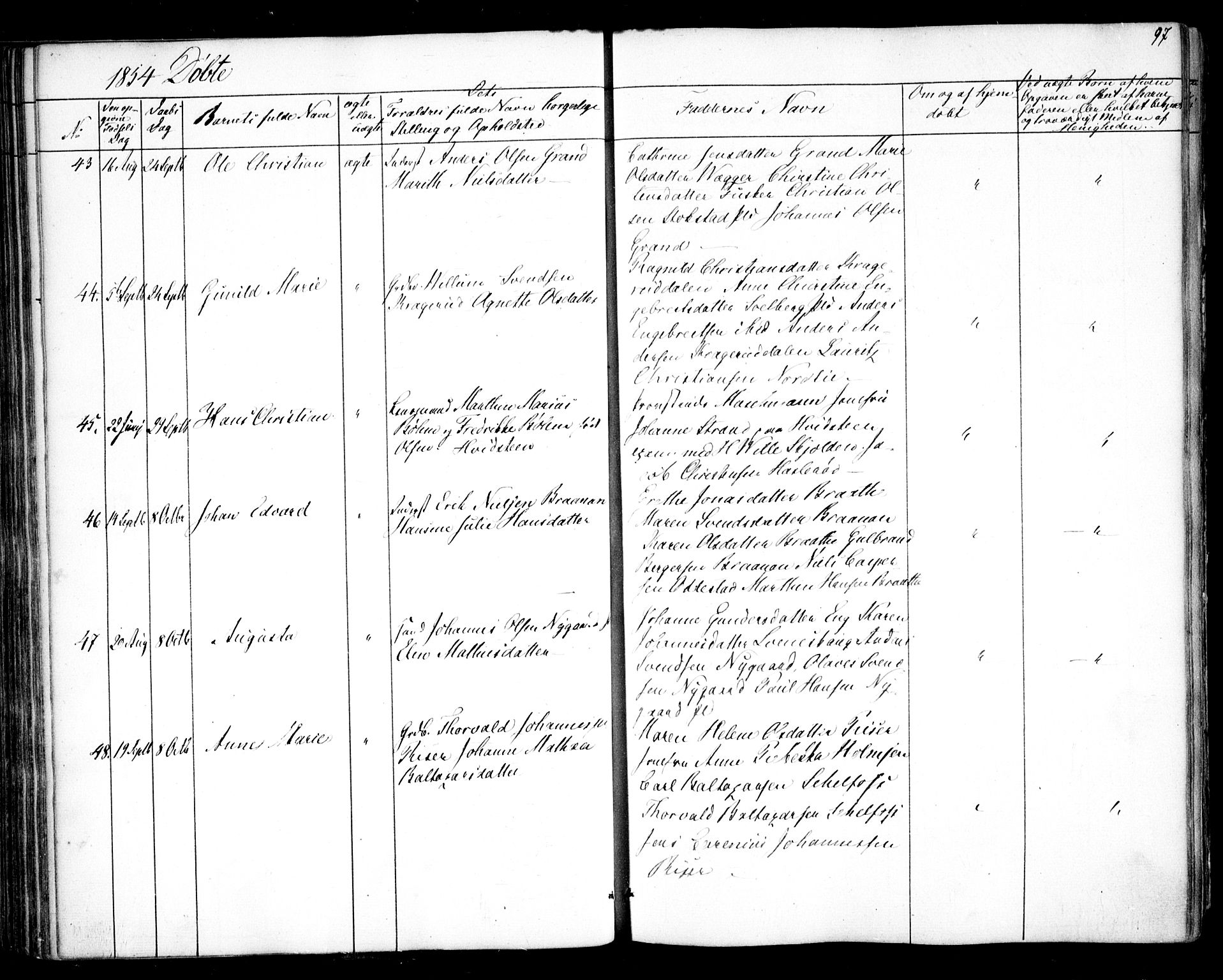 Hobøl prestekontor Kirkebøker, SAO/A-2002/F/Fa/L0003: Parish register (official) no. I 3, 1842-1864, p. 97