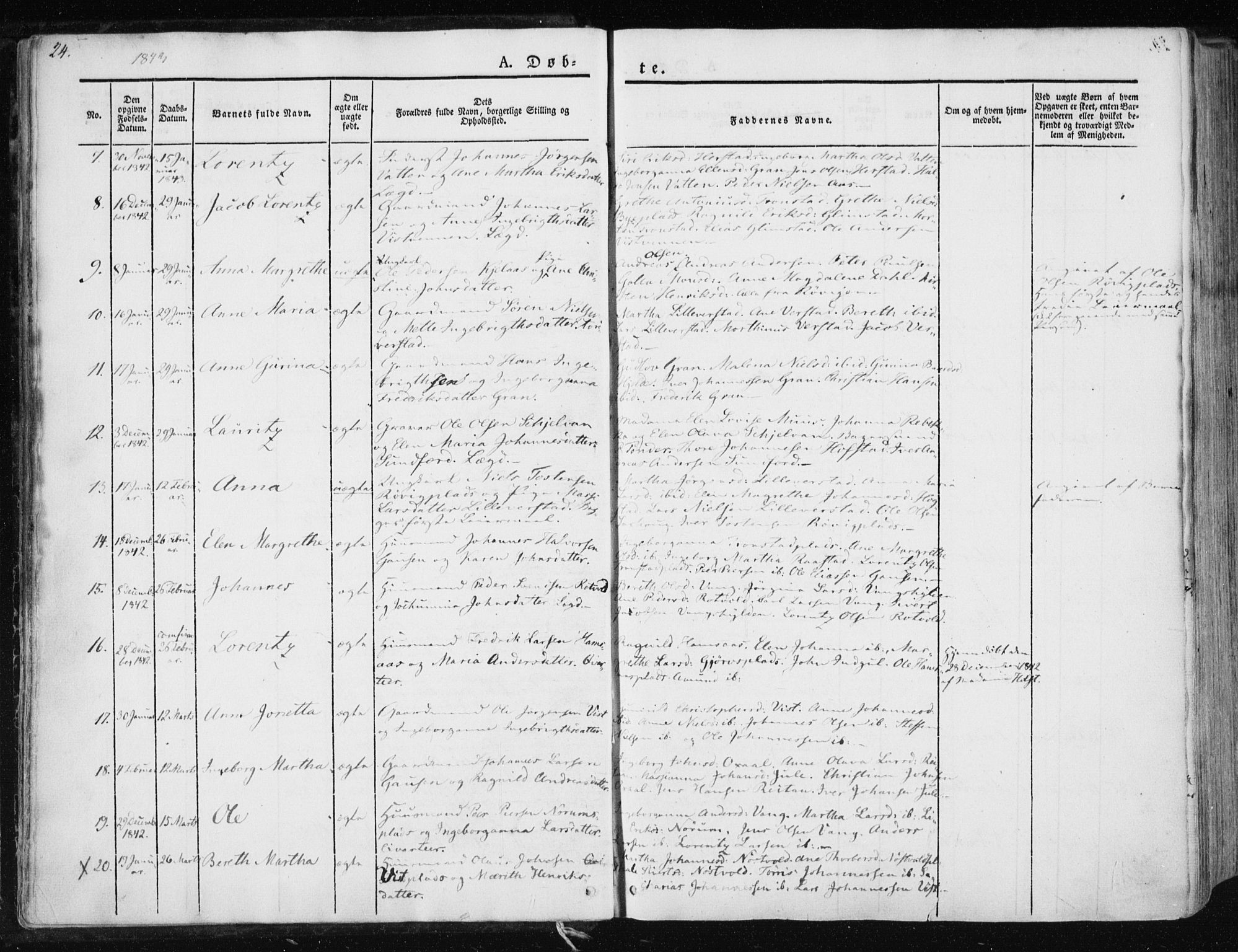 Ministerialprotokoller, klokkerbøker og fødselsregistre - Nord-Trøndelag, SAT/A-1458/730/L0280: Parish register (official) no. 730A07 /1, 1840-1854, p. 24
