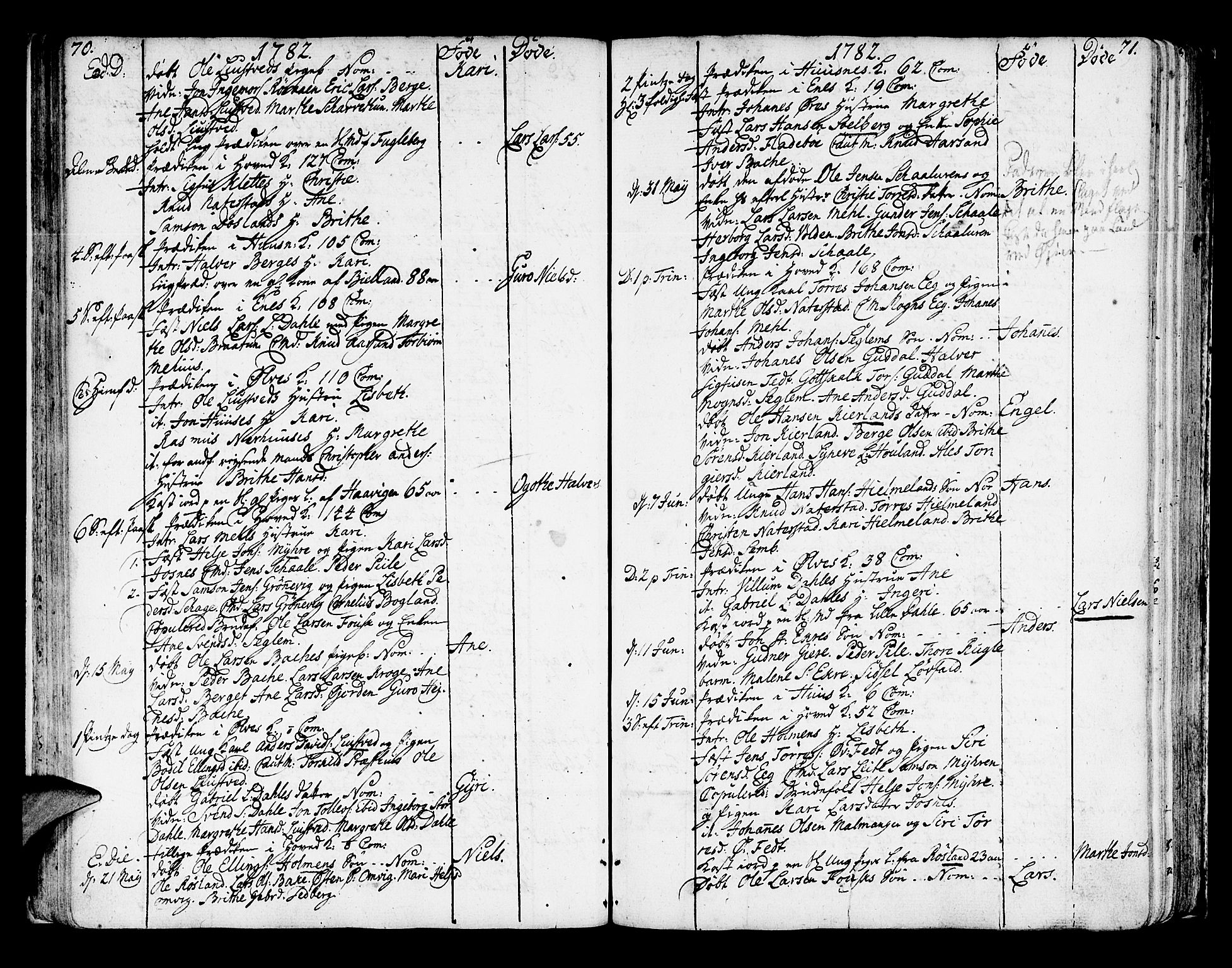 Kvinnherad sokneprestembete, SAB/A-76401/H/Haa: Parish register (official) no. A 4, 1778-1811, p. 70-71