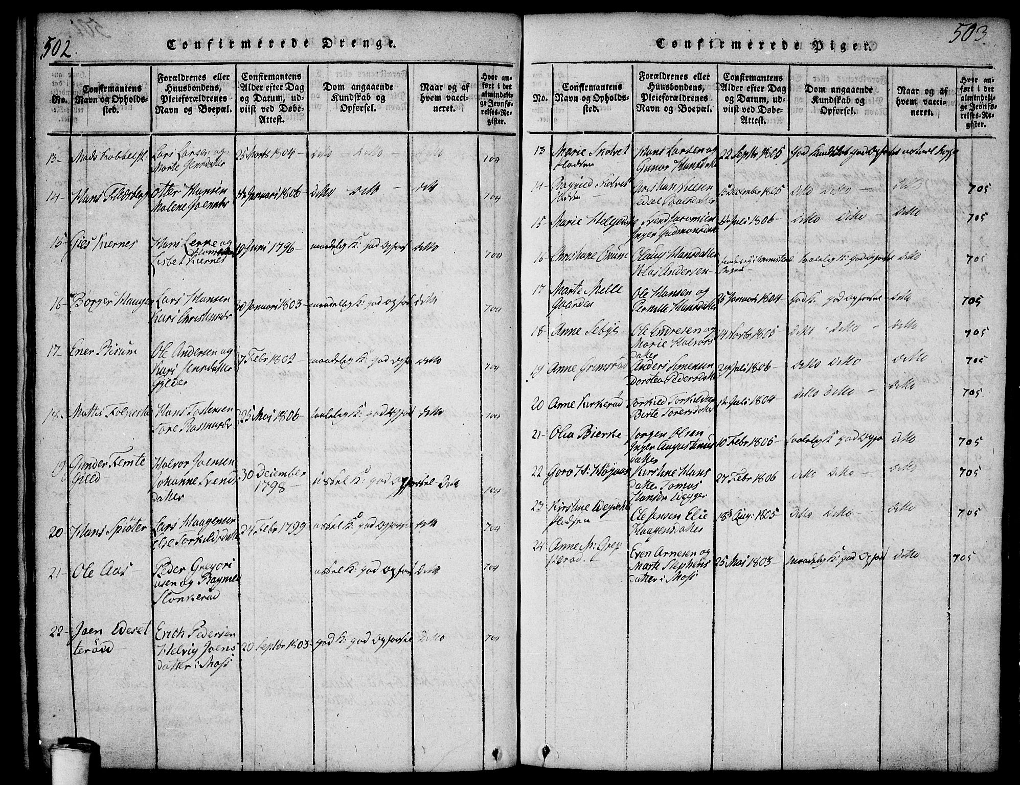 Våler prestekontor Kirkebøker, AV/SAO-A-11083/F/Fa/L0005: Parish register (official) no. I 5, 1815-1839, p. 502-503