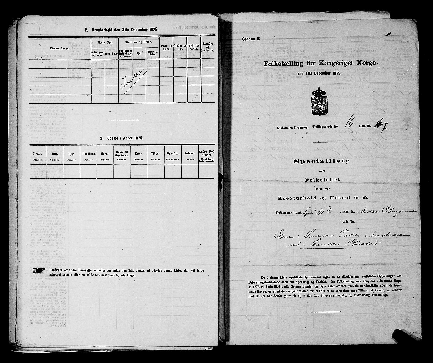 SAKO, 1875 census for 0602 Drammen, 1875, p. 1854