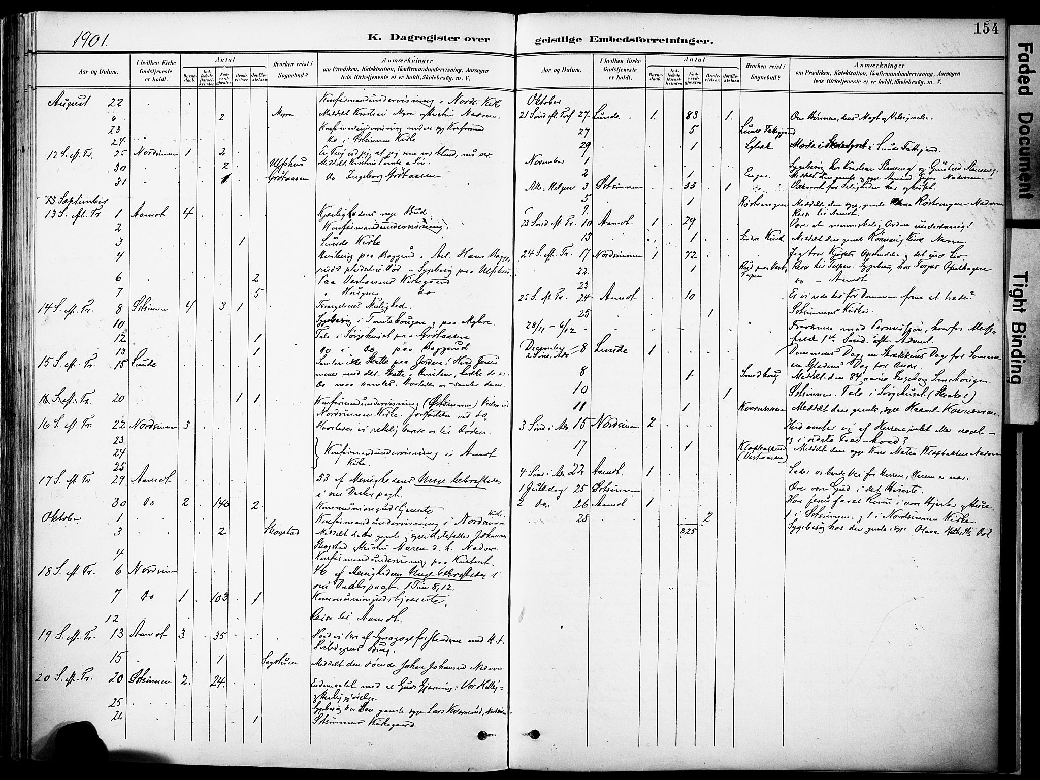 Nordre Land prestekontor, AV/SAH-PREST-124/H/Ha/Haa/L0006: Parish register (official) no. 6, 1897-1914, p. 154