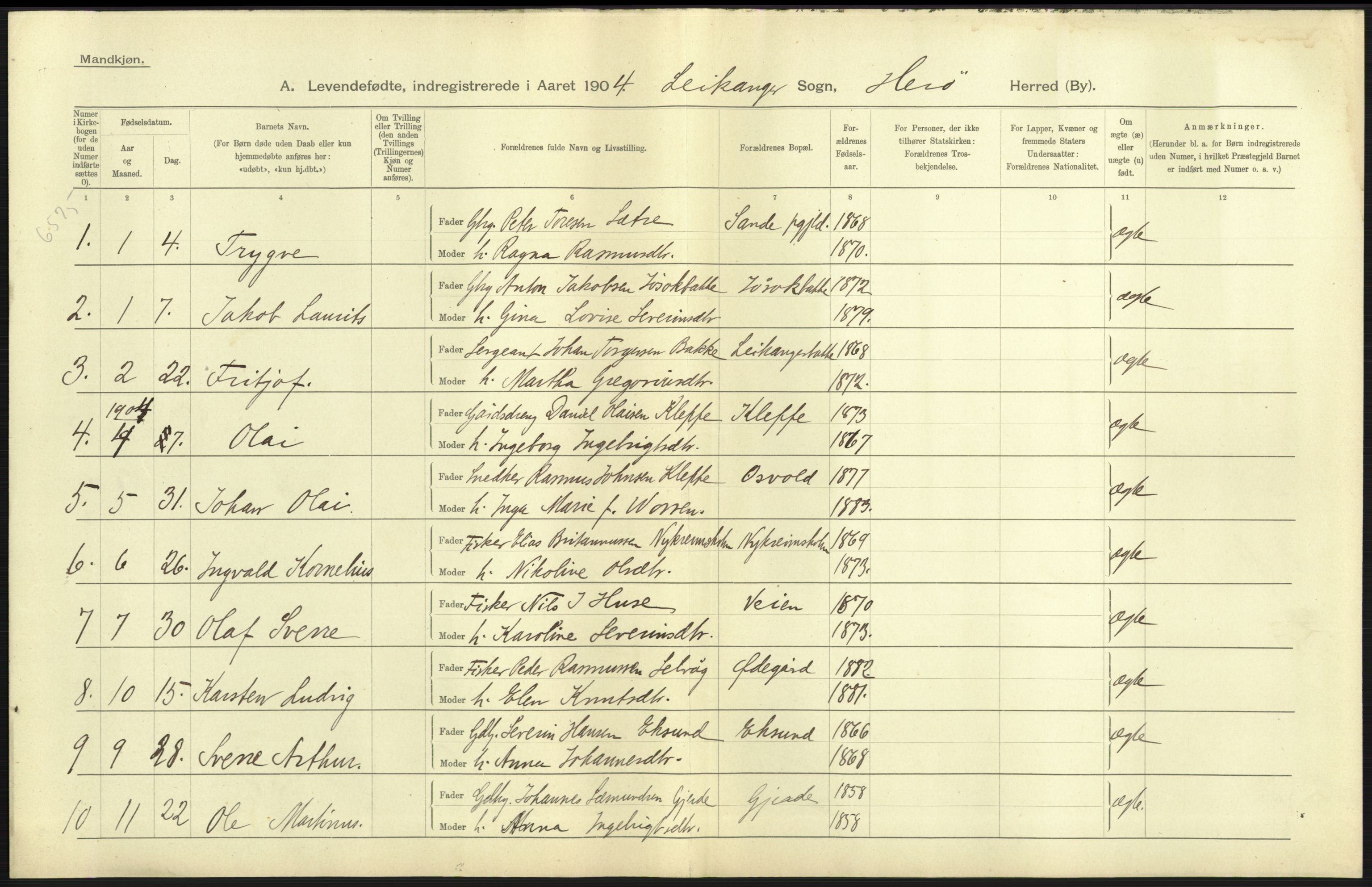 Statistisk sentralbyrå, Sosiodemografiske emner, Befolkning, AV/RA-S-2228/D/Df/Dfa/Dfab/L0016: Romsdals amt: Fødte, gifte, døde., 1904, p. 31