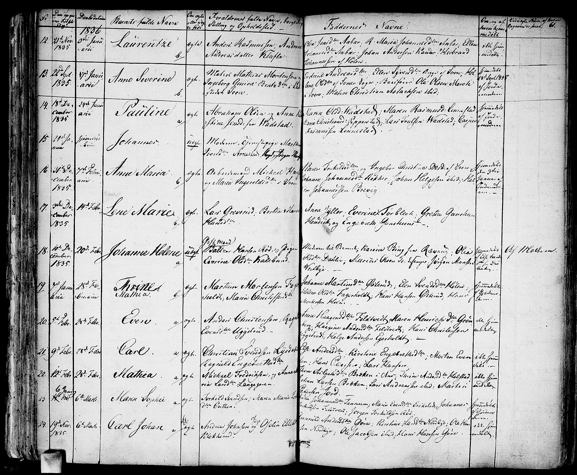 Vestby prestekontor Kirkebøker, AV/SAO-A-10893/F/Fa/L0006: Parish register (official) no. I 6, 1827-1849, p. 61