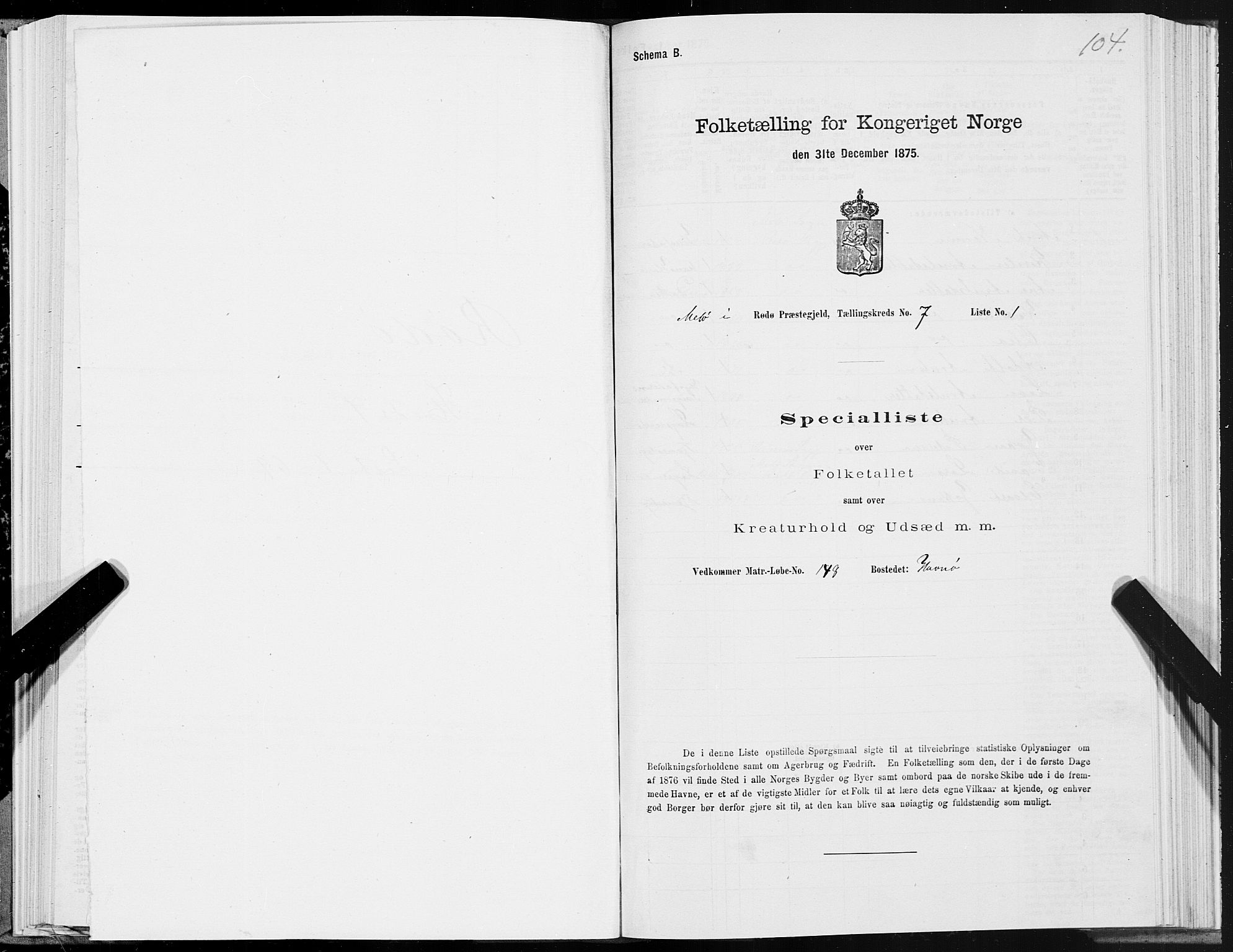 SAT, 1875 census for 1836P Rødøy, 1875, p. 3104