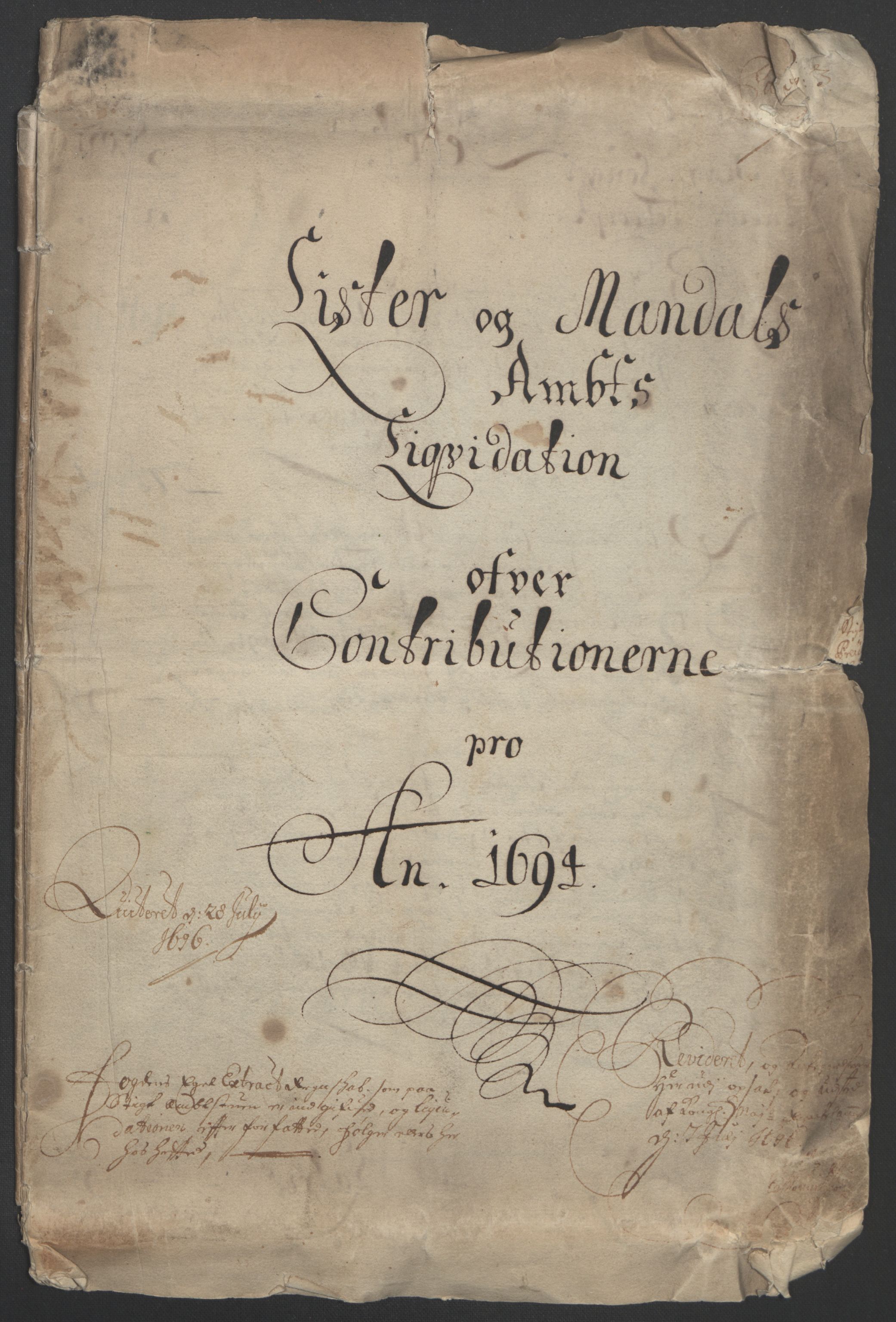 Rentekammeret inntil 1814, Reviderte regnskaper, Fogderegnskap, RA/EA-4092/R43/L2545: Fogderegnskap Lista og Mandal, 1694-1695, p. 4