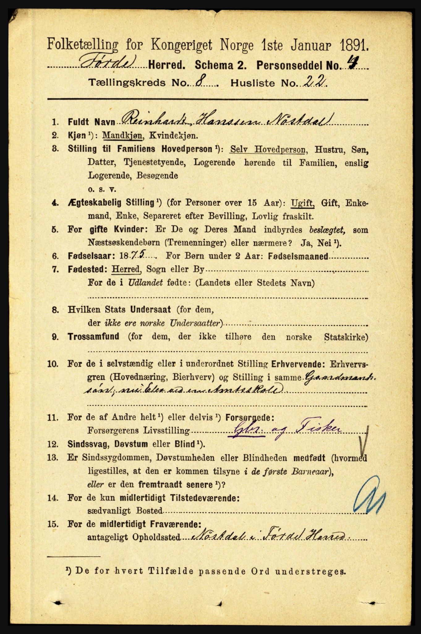 RA, 1891 census for 1432 Førde, 1891, p. 3002