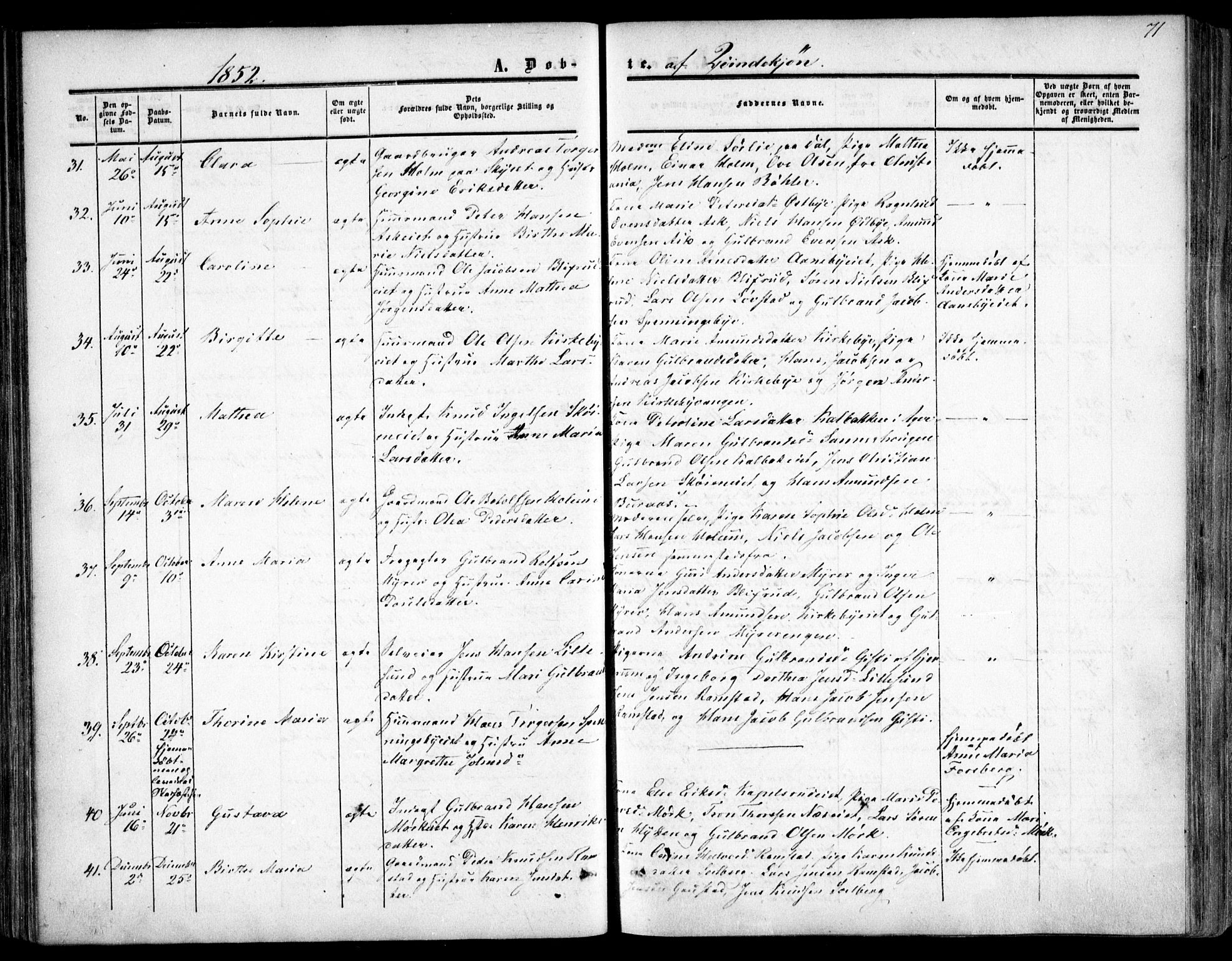 Nittedal prestekontor Kirkebøker, SAO/A-10365a/F/Fa/L0005: Parish register (official) no. I 5, 1850-1862, p. 71