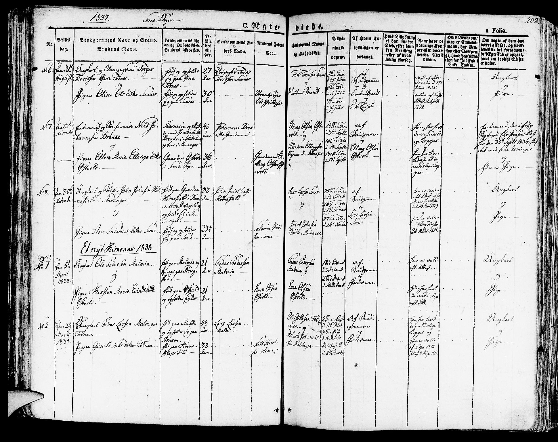 Høyland sokneprestkontor, SAST/A-101799/001/30BA/L0007: Parish register (official) no. A 7 /2, 1825-1841, p. 202