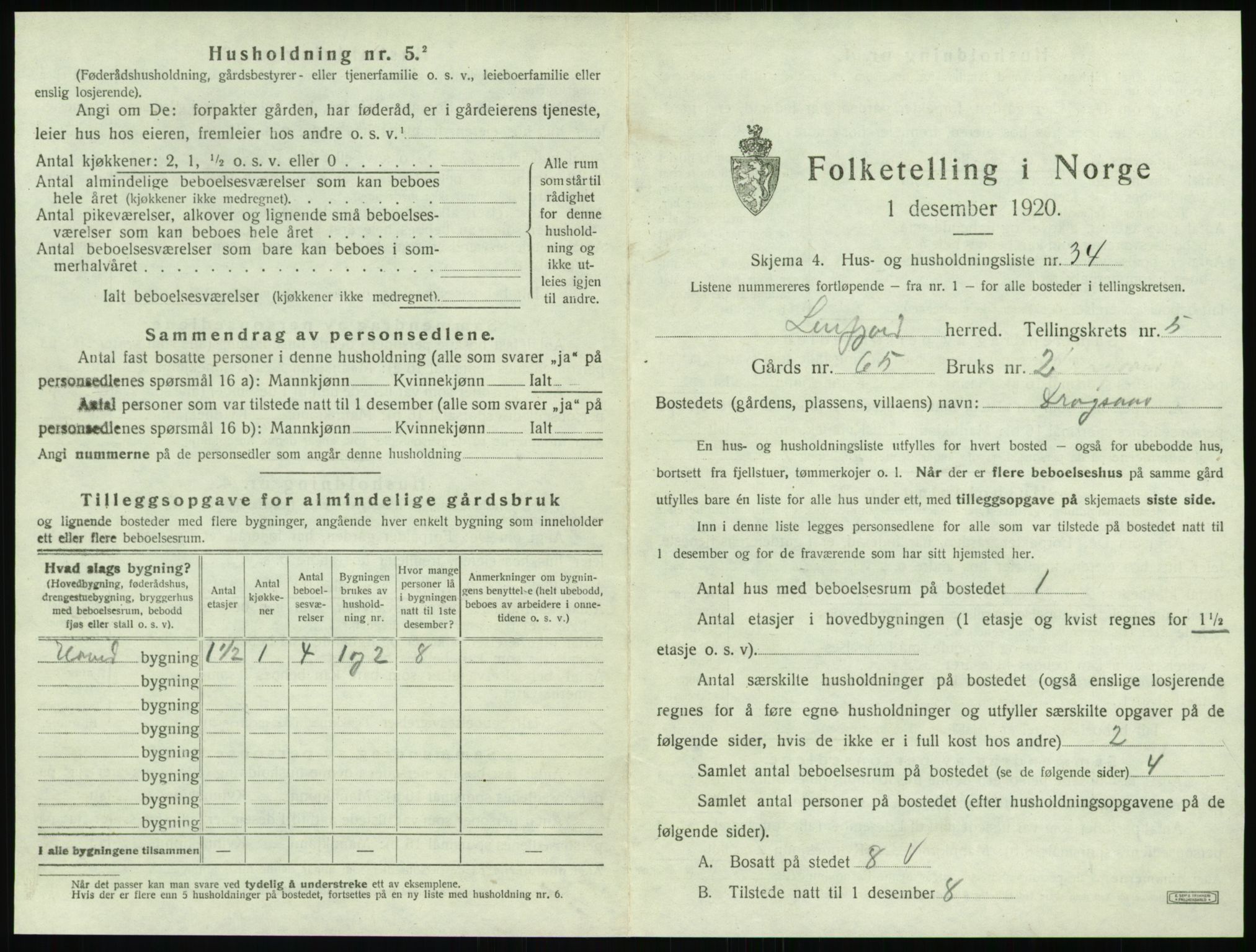 SAT, 1920 census for Leirfjord, 1920, p. 507