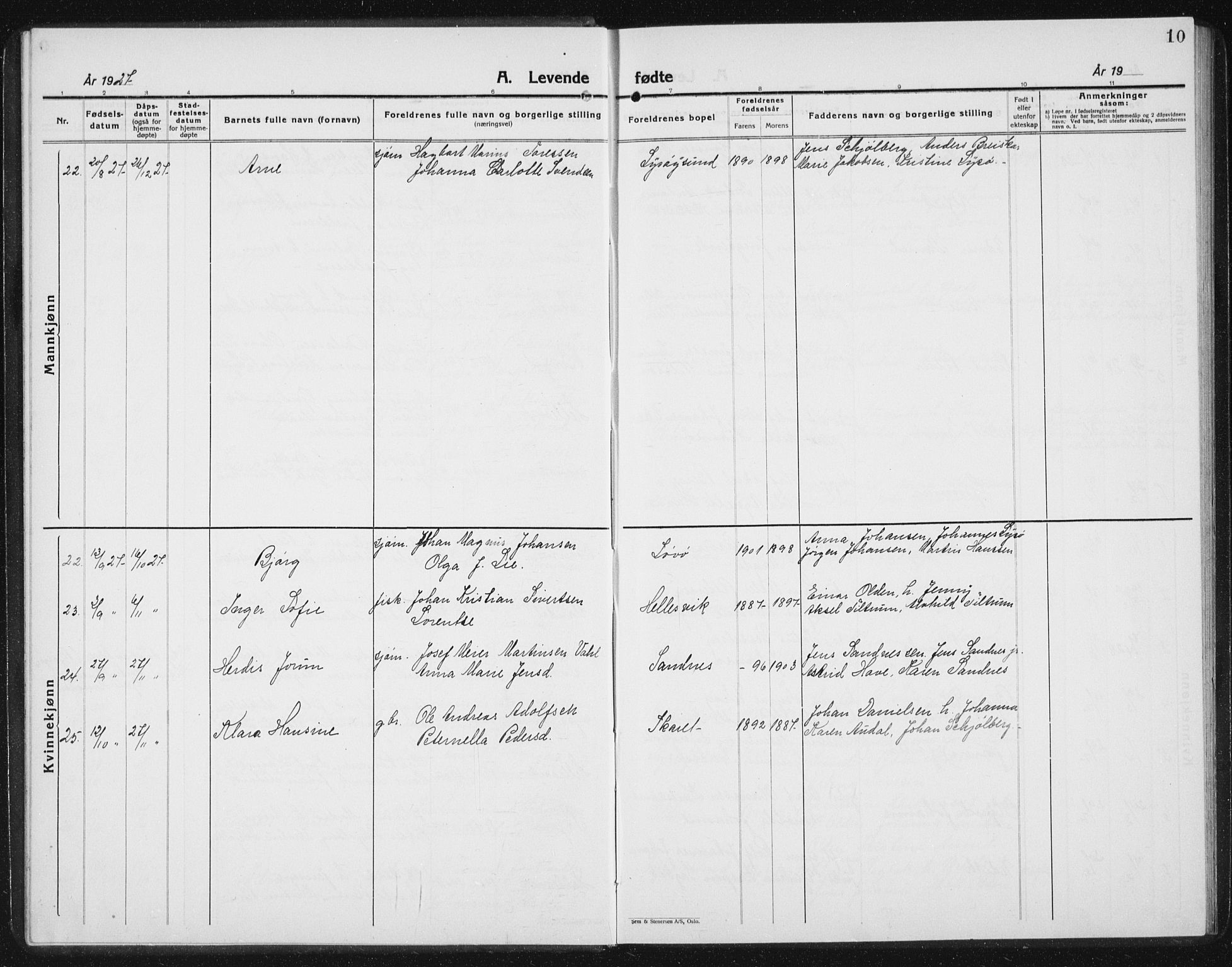 Ministerialprotokoller, klokkerbøker og fødselsregistre - Sør-Trøndelag, SAT/A-1456/654/L0667: Parish register (copy) no. 654C03, 1924-1939, p. 10