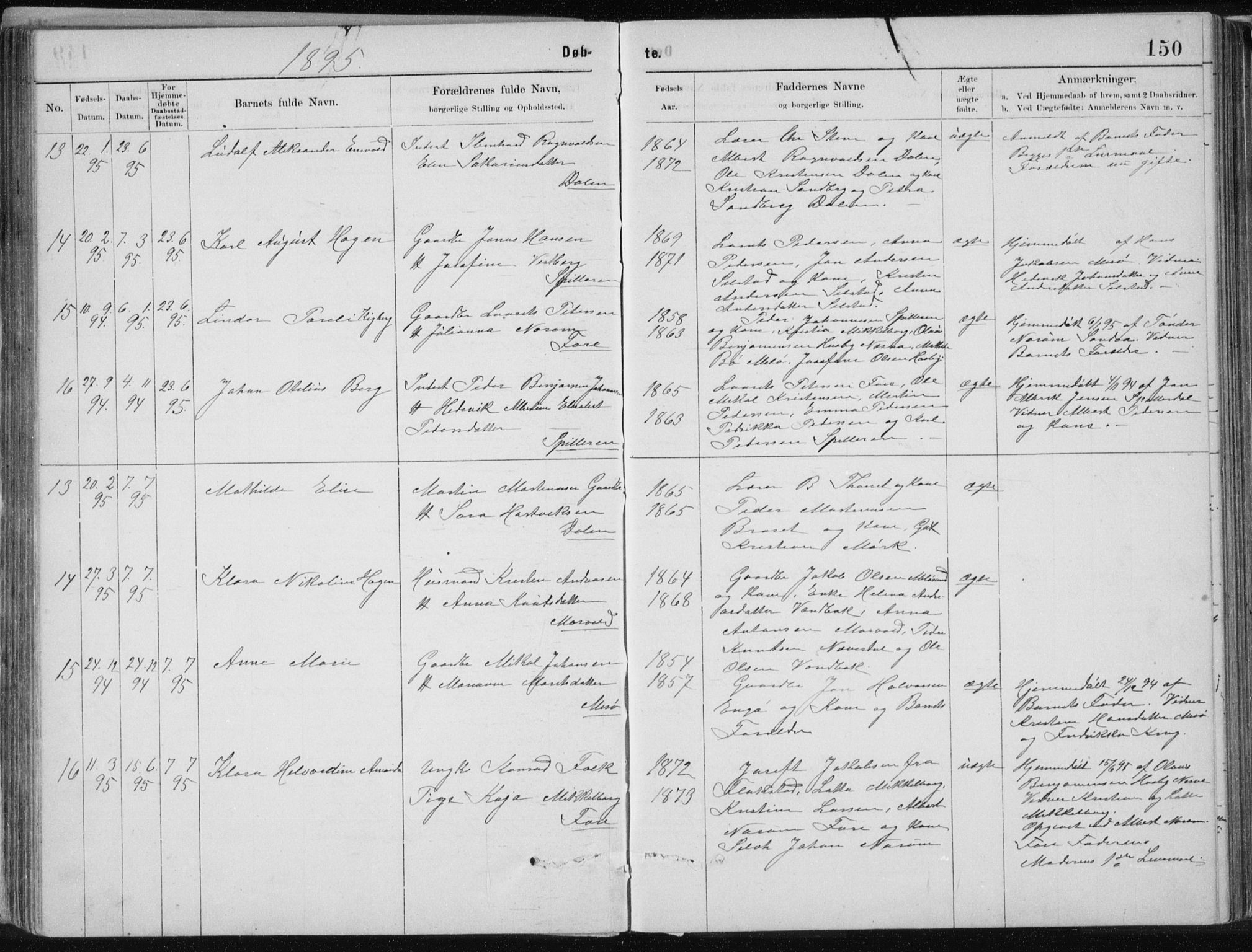 Ministerialprotokoller, klokkerbøker og fødselsregistre - Nordland, SAT/A-1459/843/L0636: Parish register (copy) no. 843C05, 1884-1909, p. 150