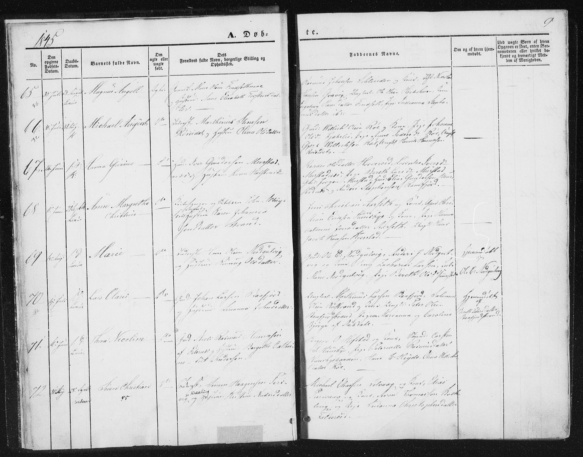 Ministerialprotokoller, klokkerbøker og fødselsregistre - Nord-Trøndelag, AV/SAT-A-1458/780/L0640: Parish register (official) no. 780A05, 1845-1856, p. 9